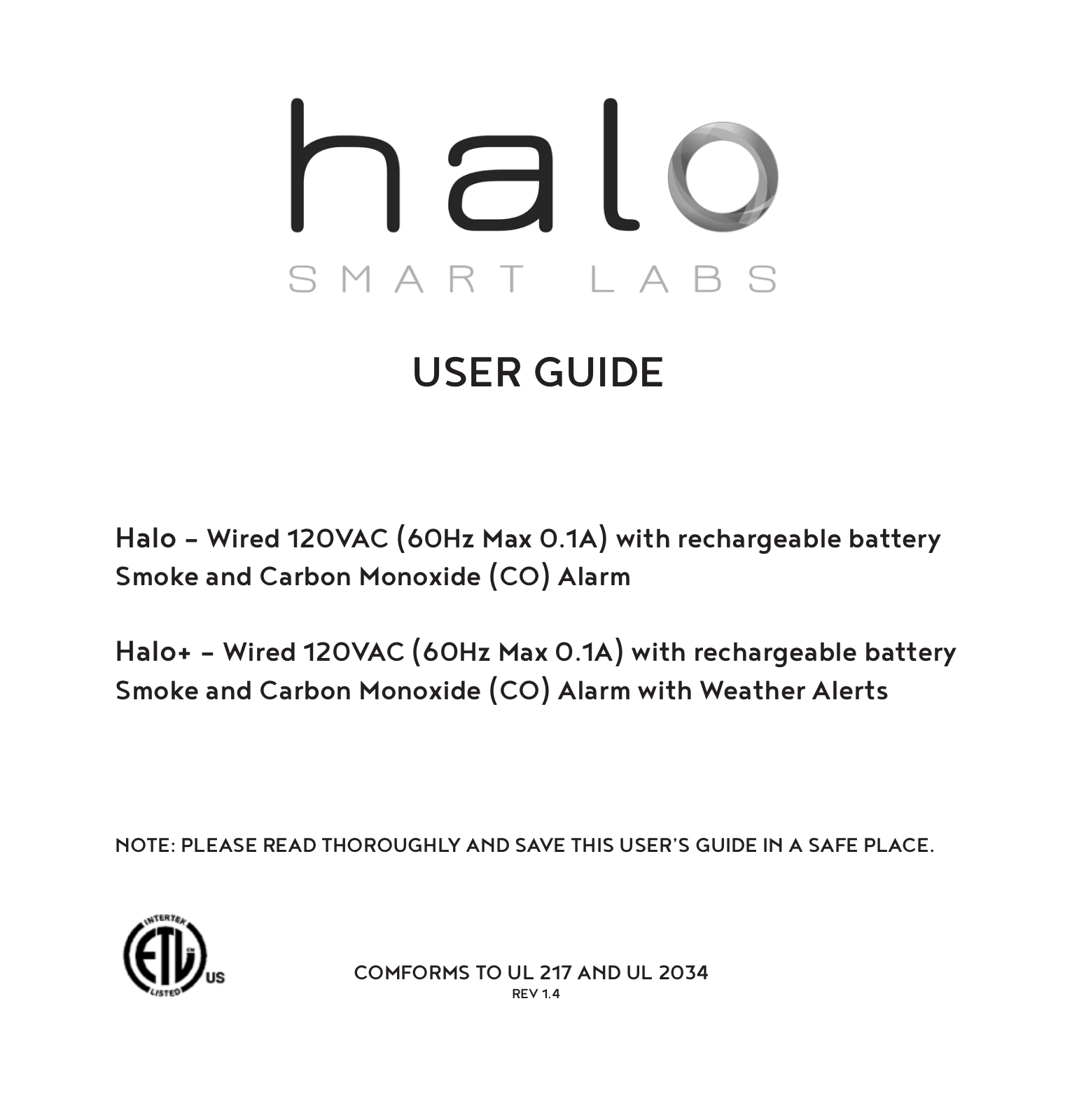 White Stagg Halo Smart Labs LS001A User Manual