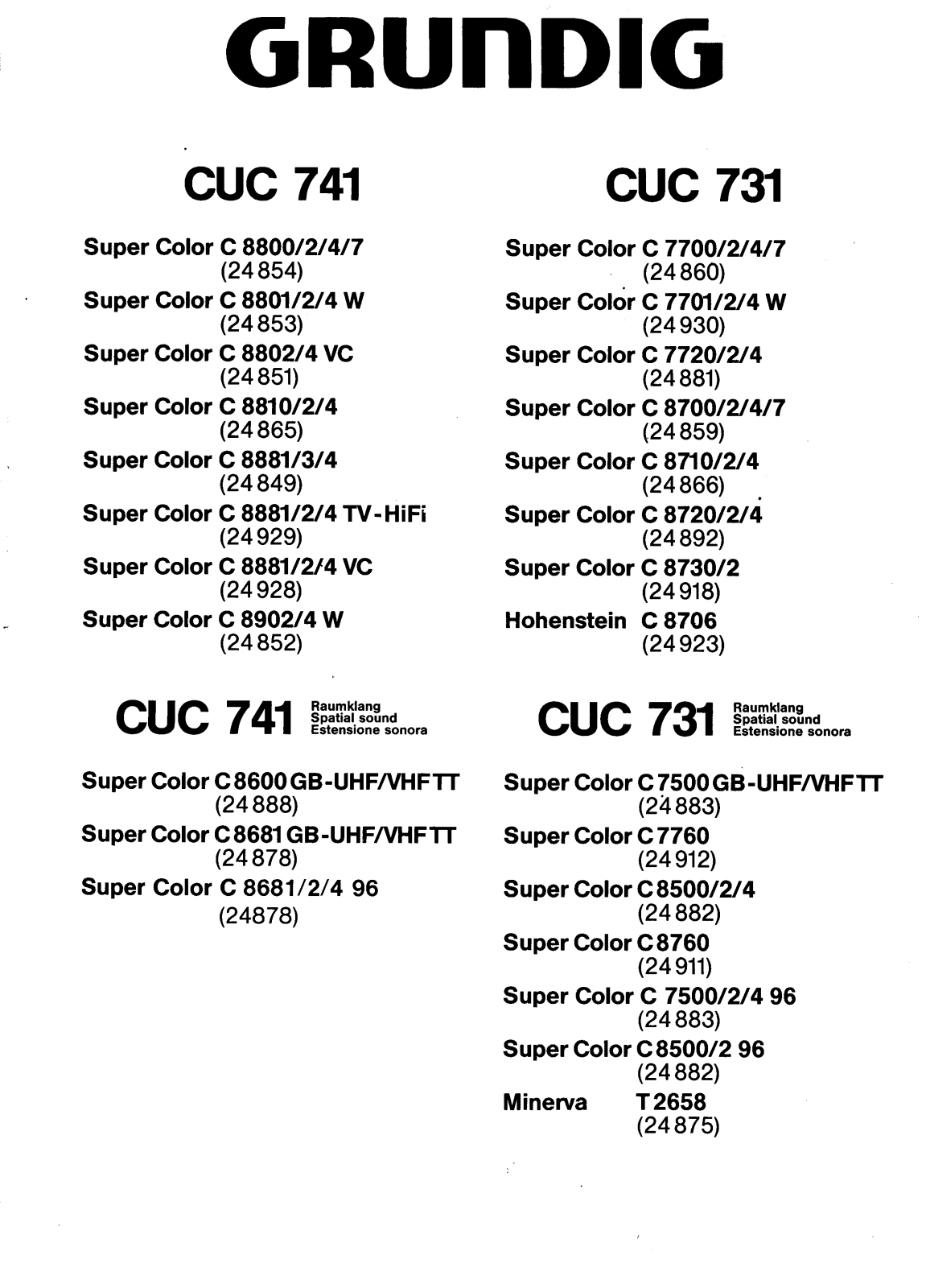 Grundig CUC-741, CUC-731 Service Manual