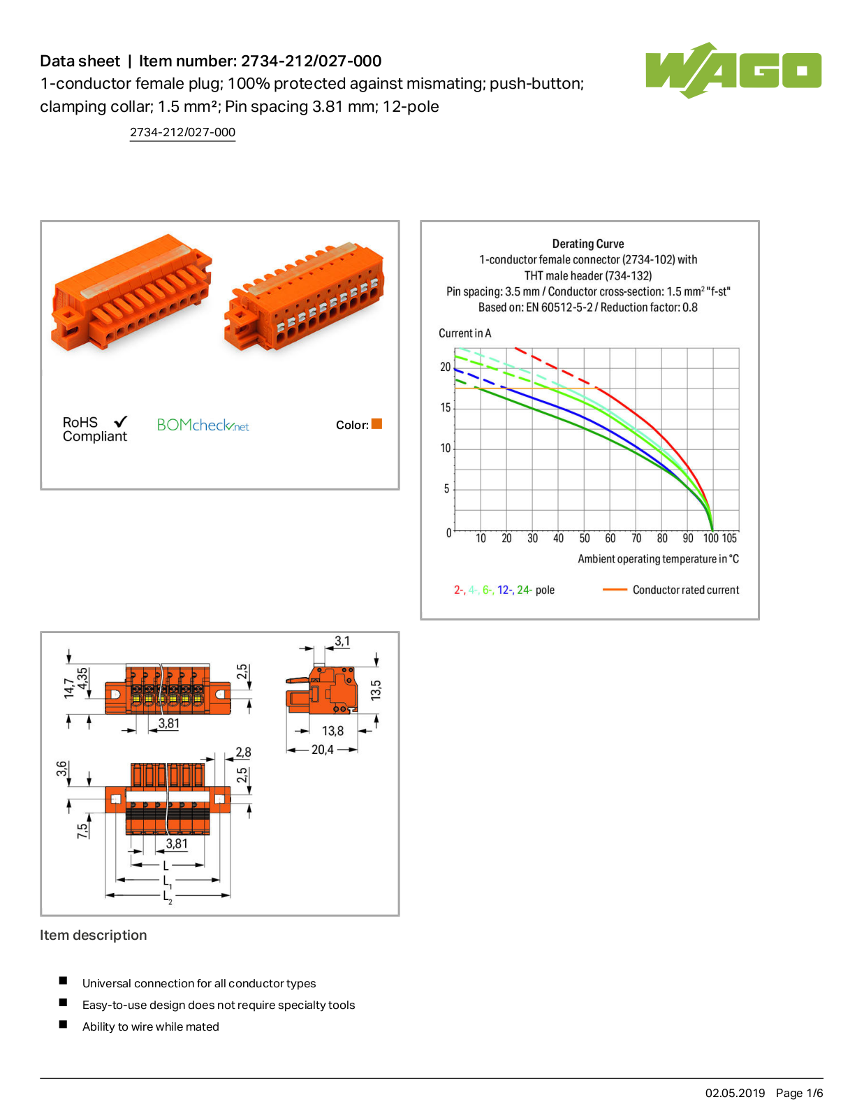 Wago 2734-212/027-000 Data Sheet