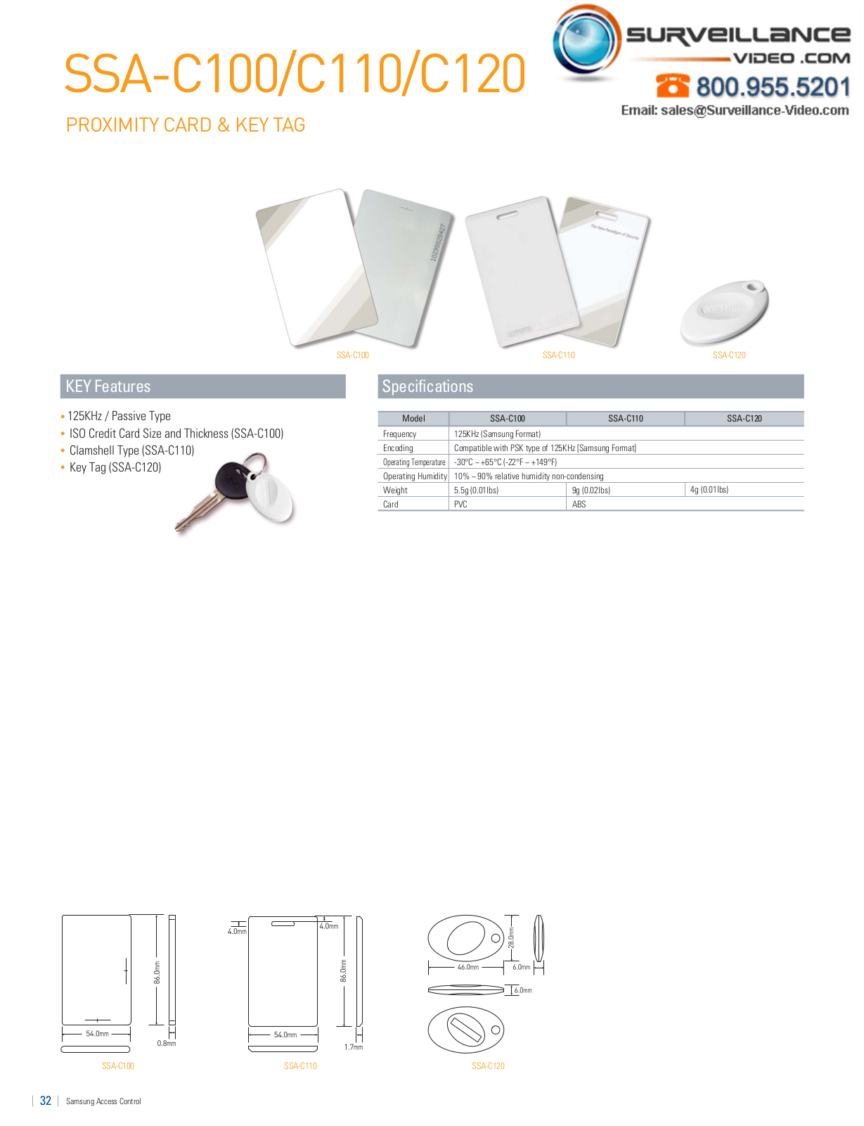 Samsung SSA-C120, SSA-C100, SSA-C110 Specsheet