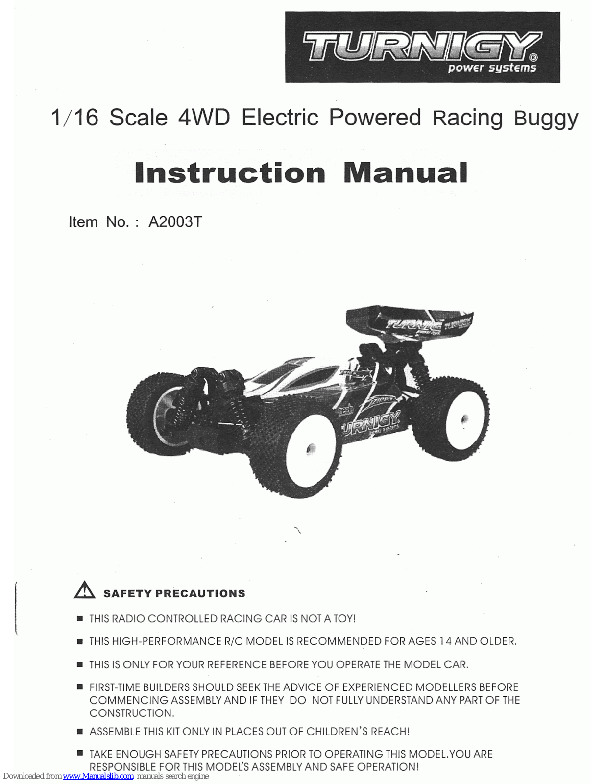 Turnigy A2003T Instruction Manual