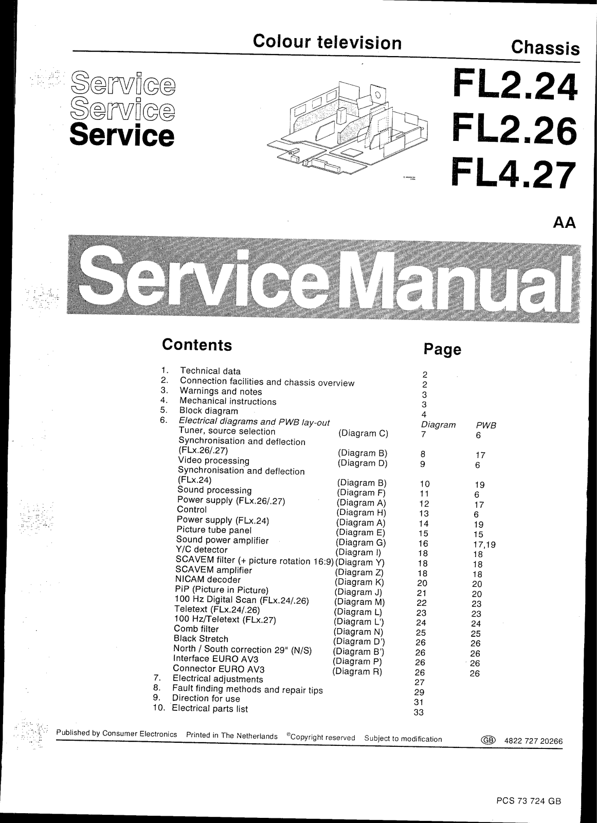 PHILIPS FL2.24AA, FL2.26AA, FL4.27AA Service Manual