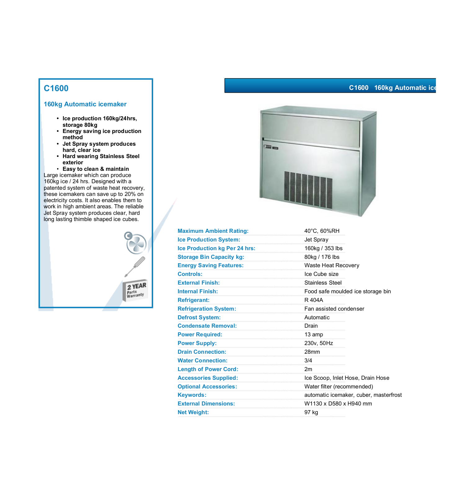 Valera C1600 DATASHEET