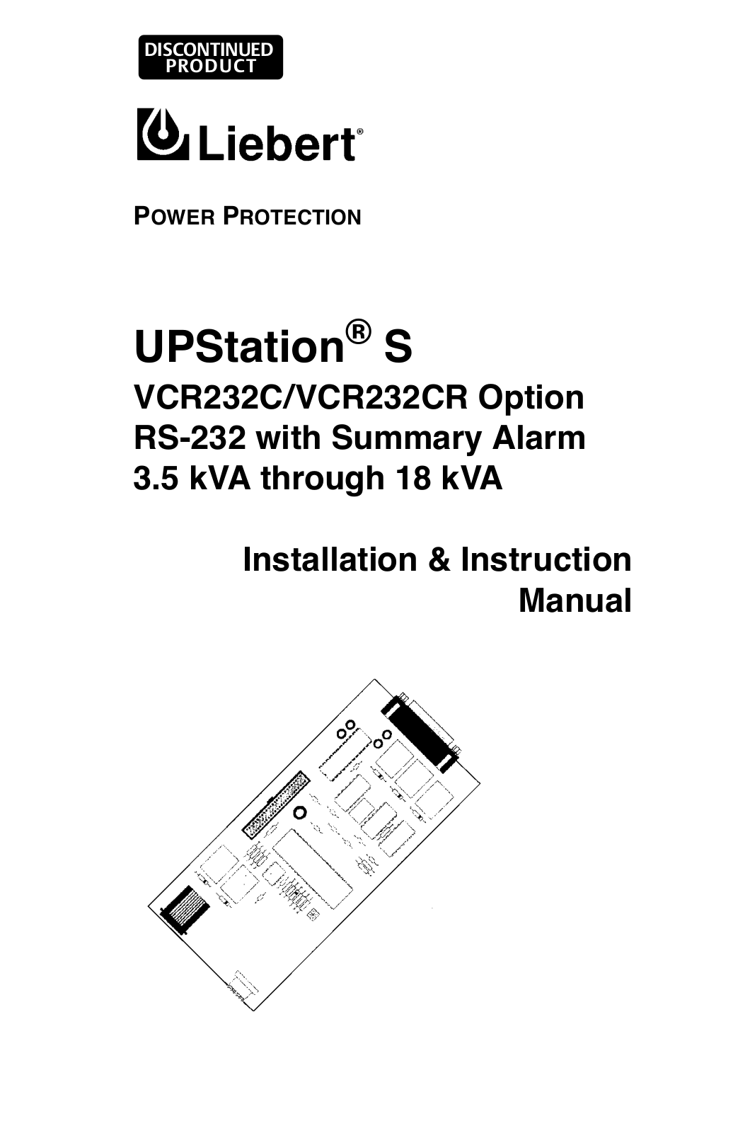 Liebert VCR232C, VCR232CR User Manual