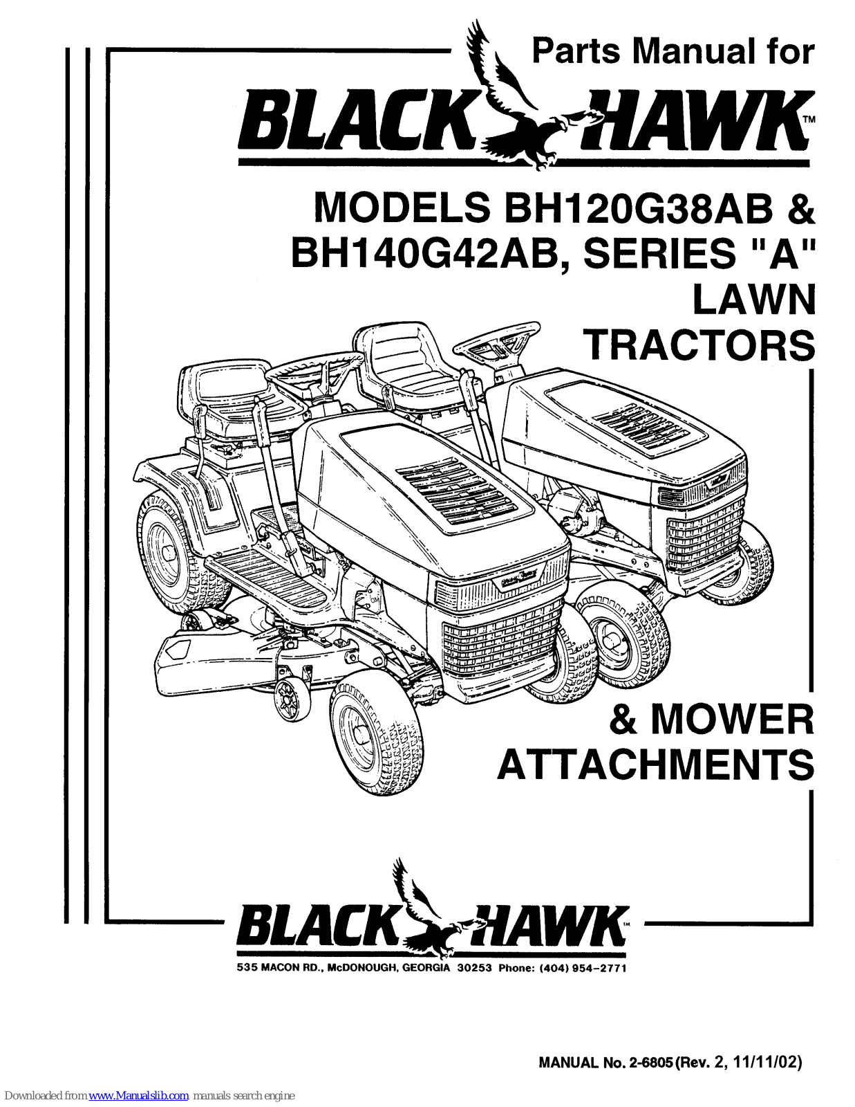 Black Hawk BH120G38AB, BH140G42AB Parts Manual