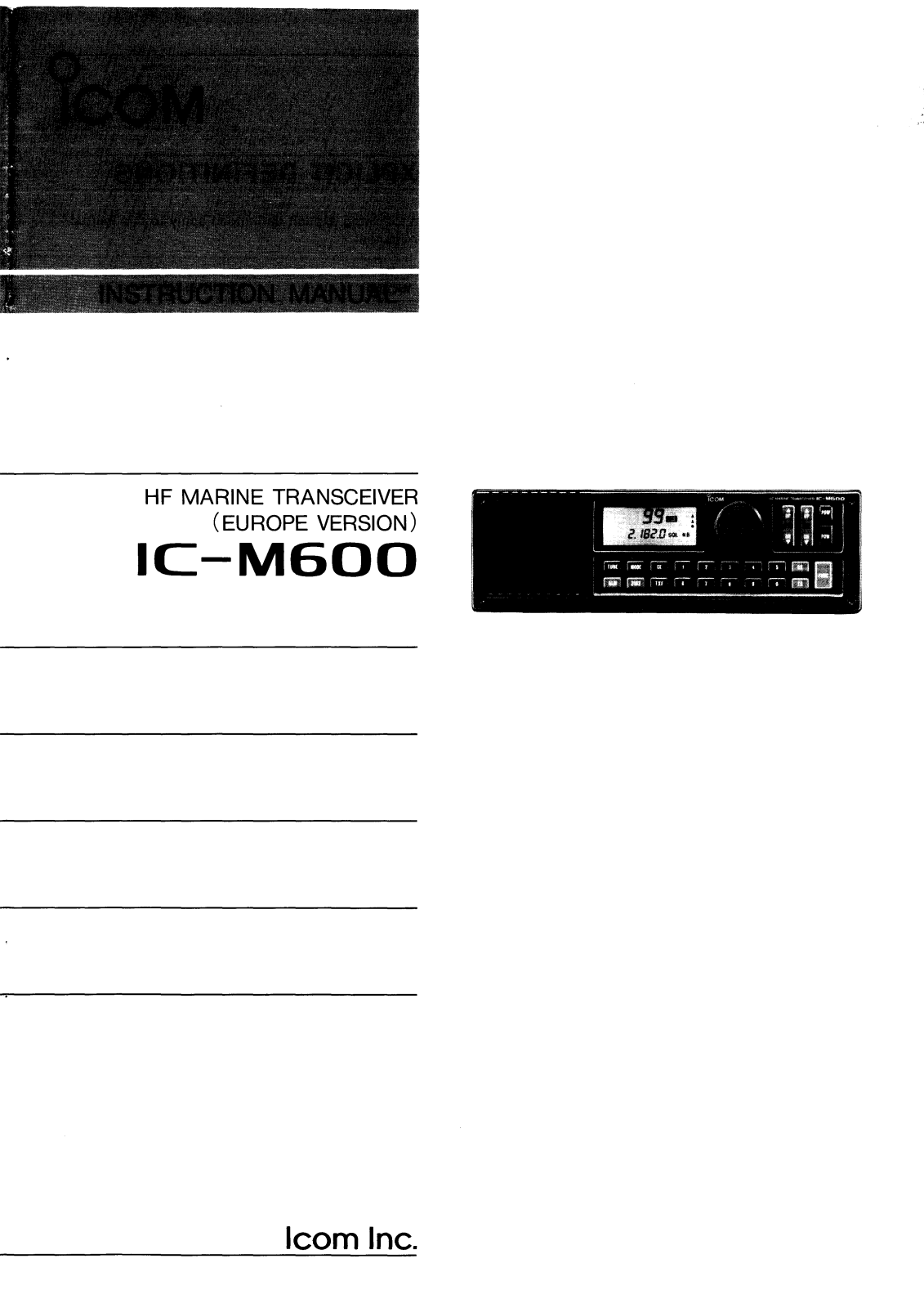 Icom ICM600 User Manual