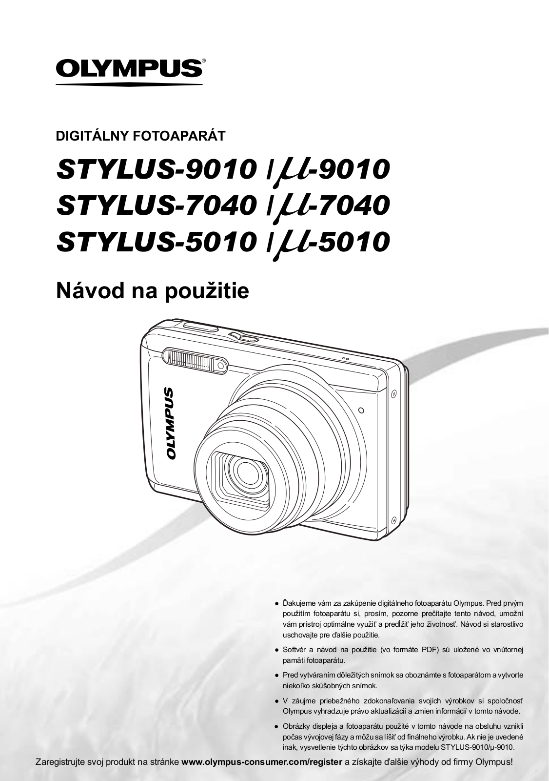 Olympus STYLUS-9010, µ-9010, STYLUS-7040, µ-7040, STYLUS-5010 User Manual