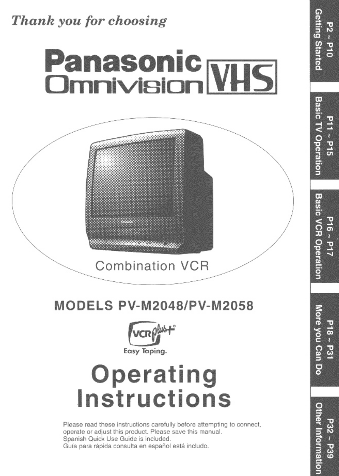 Panasonic PV-M2048 Operating Instruction