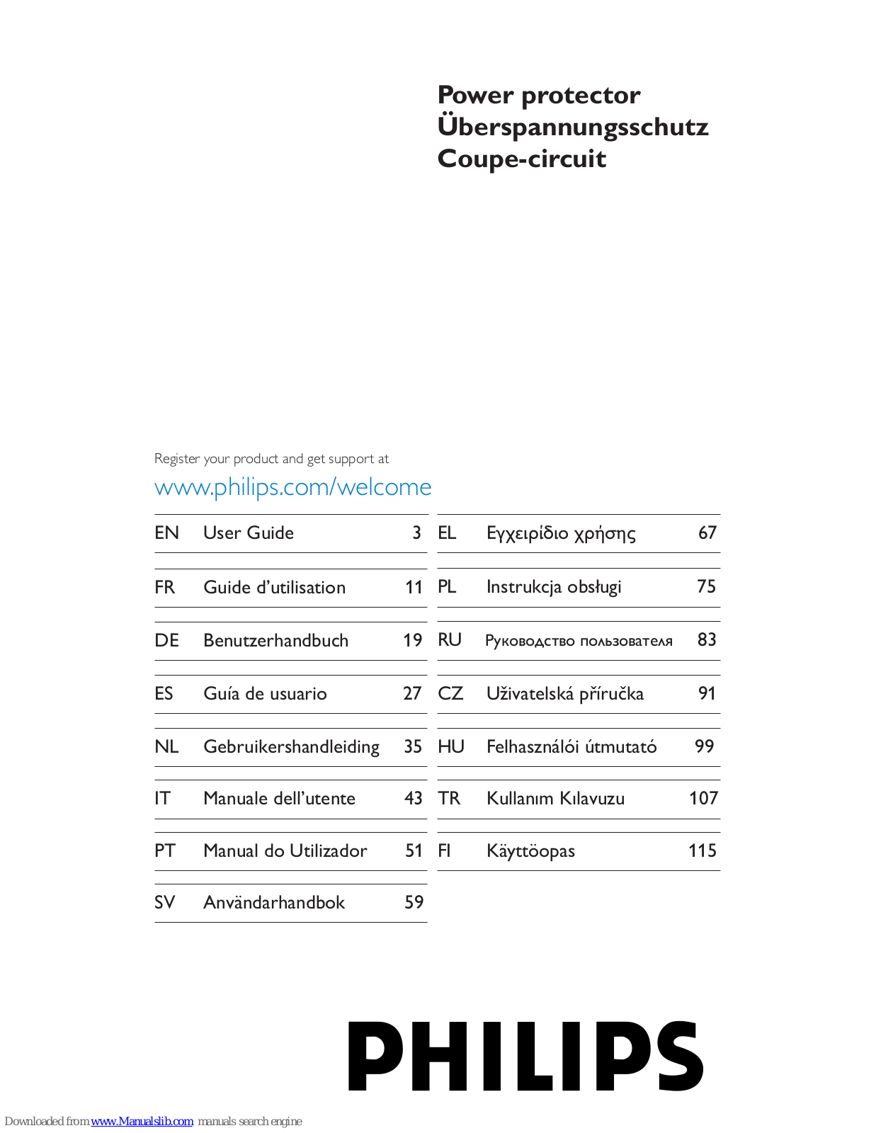 Philips SPR4500/05, SPR4500/10, SPR4500/19 User Manual