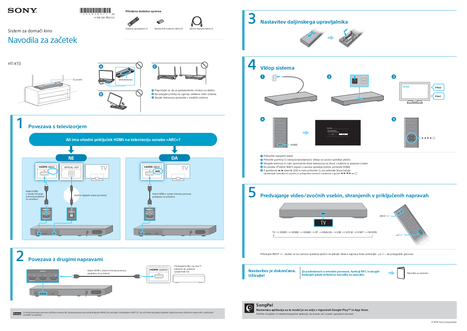 Sony HT-XT3 Getting Started Guide