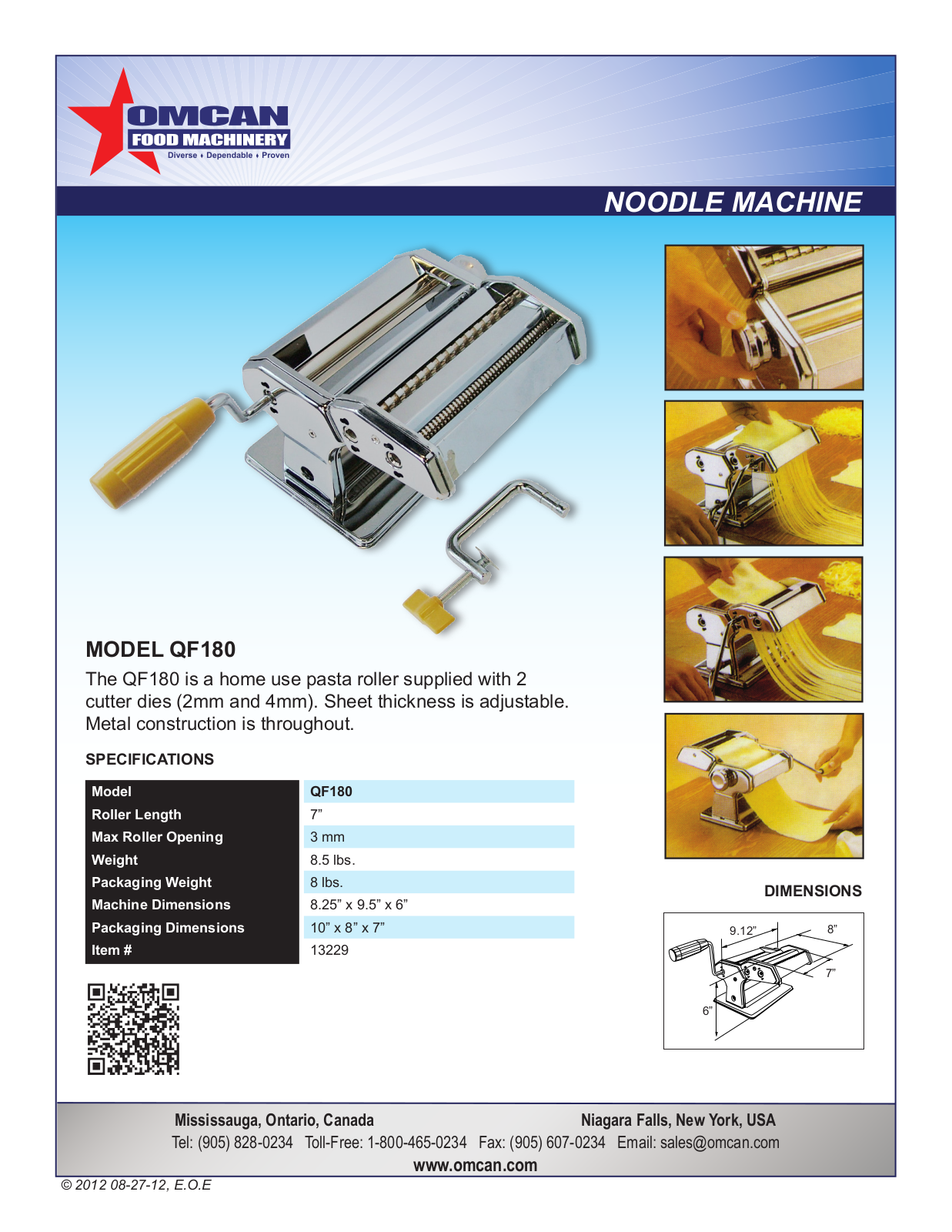 Omcan Food Machinery QF180 User Manual