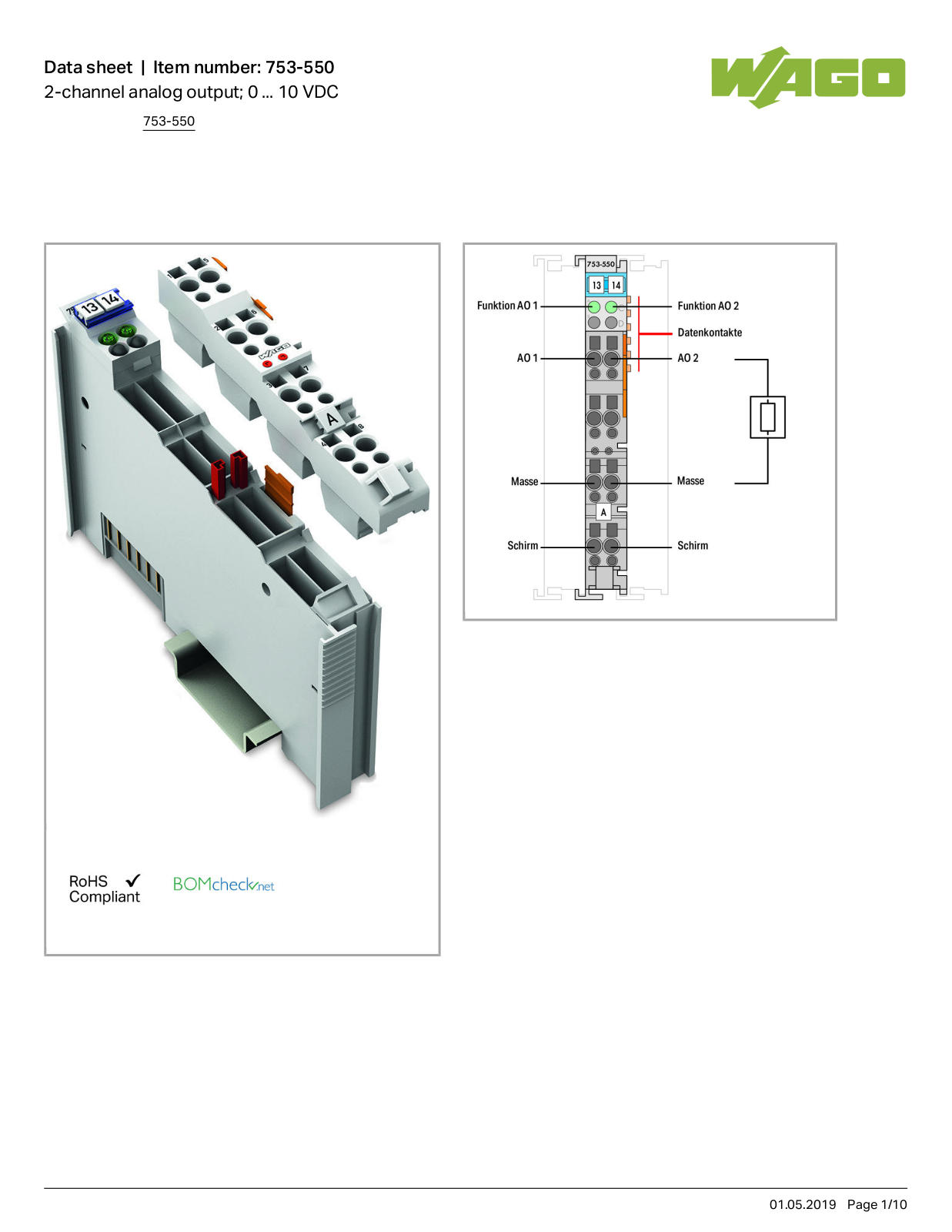 Wago 753-550 Data Sheet