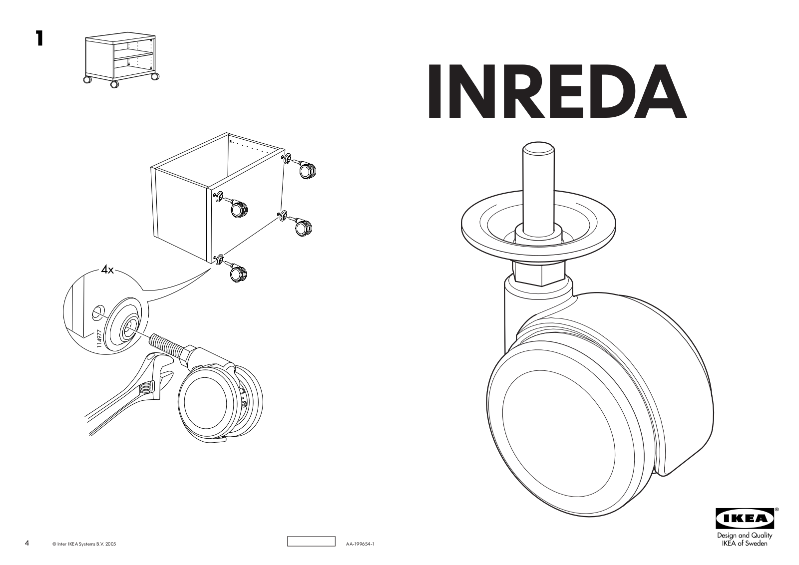 IKEA INREDA CASTERS 3  2PK Assembly Instruction