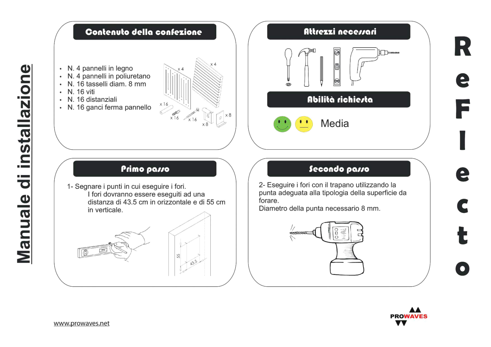 ProWaves ReFlecto Rovere Bianco (4 pannelli) User manual