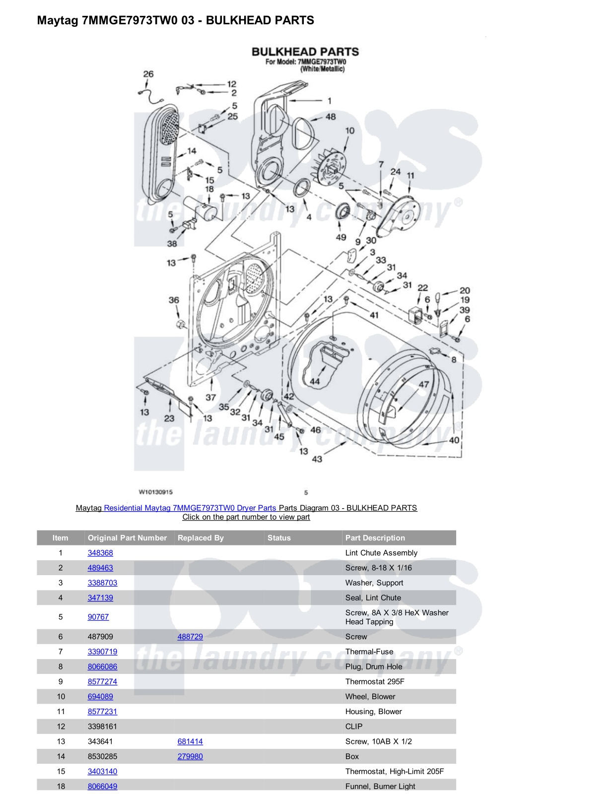 Maytag 7MMGE7973TW0 Parts Diagram