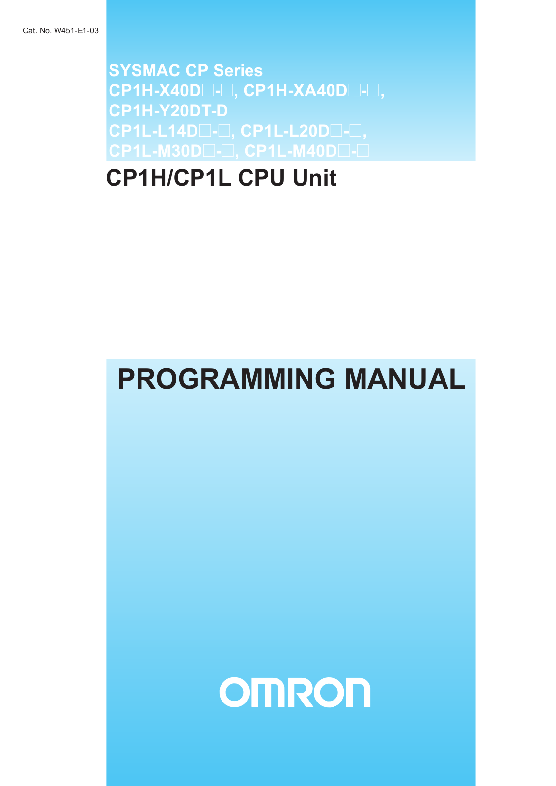 Omron CP1L CPU, CP1H CPU, CP series PROGRAMMING MANUAL