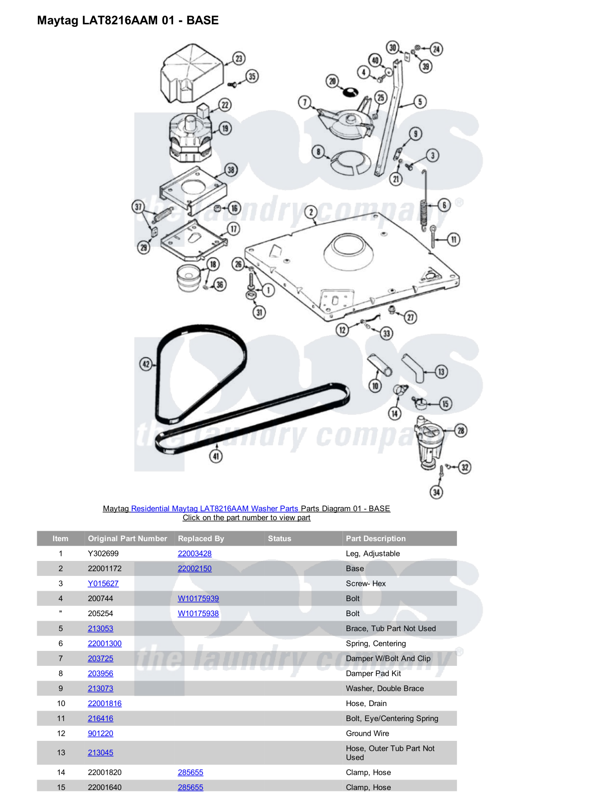 Maytag LAT8216AAM Parts Diagram