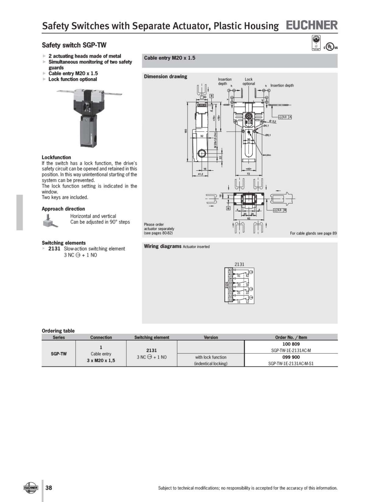Euchner SGP-TW Data Sheet - ManualMachine.com