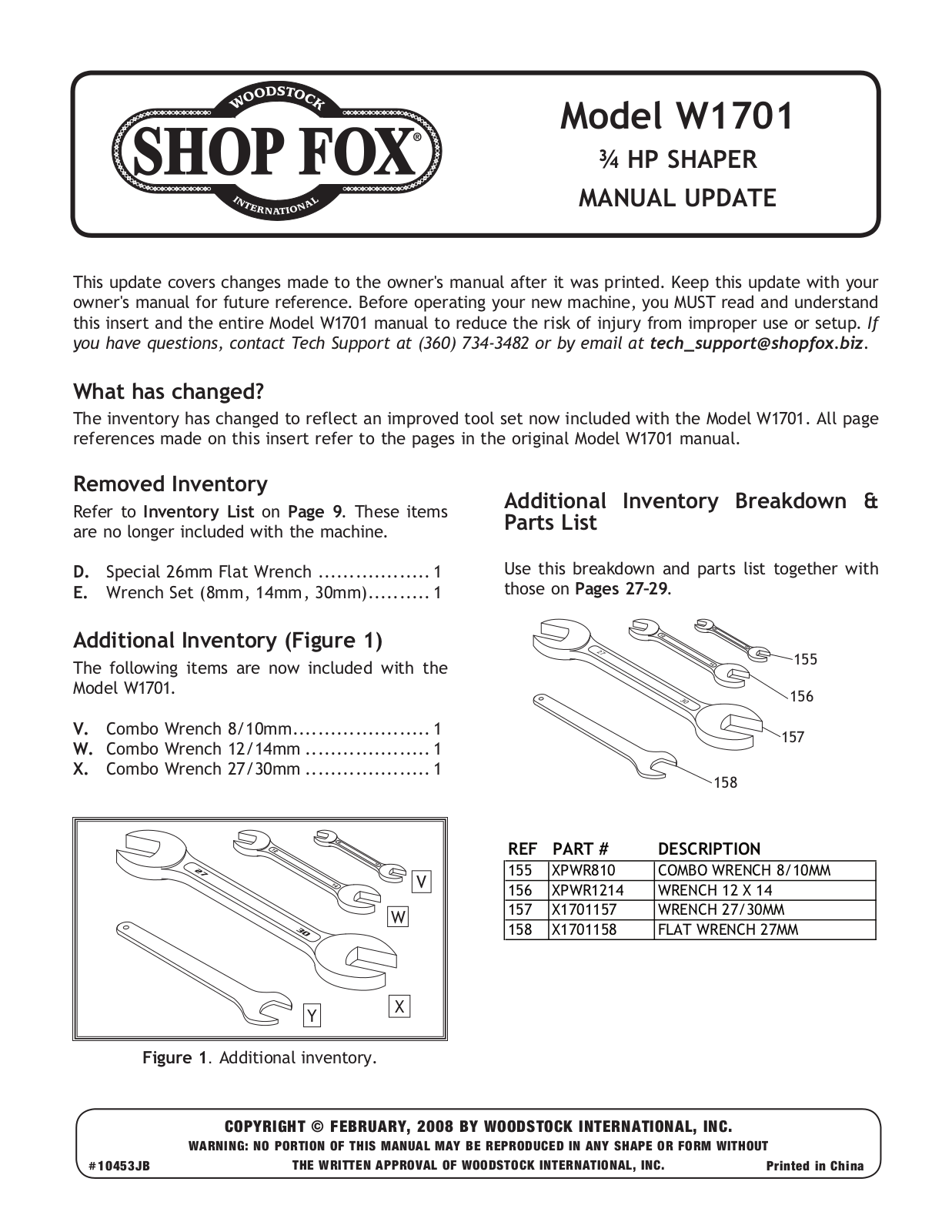 Woodstock W1701 User Manual