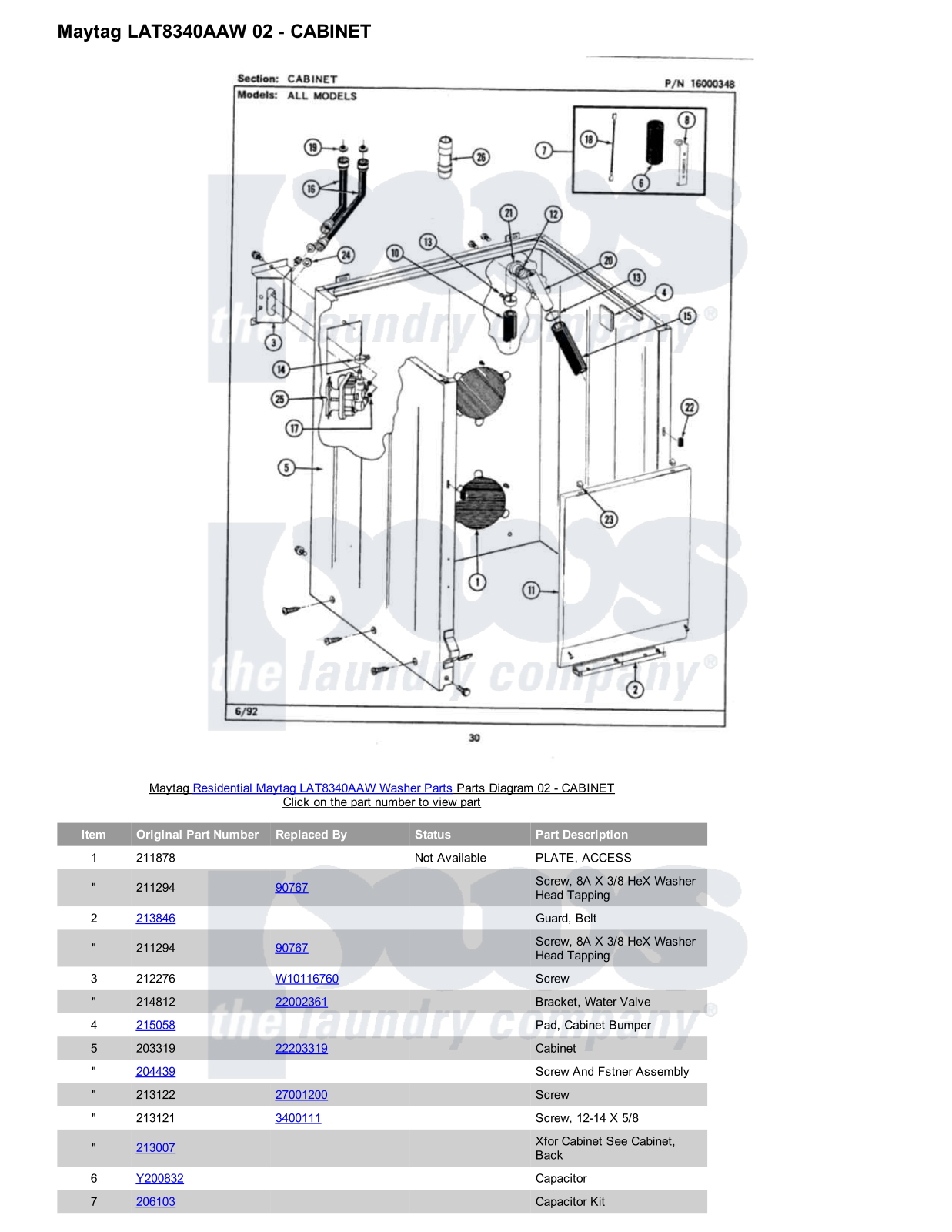 Maytag LAT8340AAW Parts Diagram