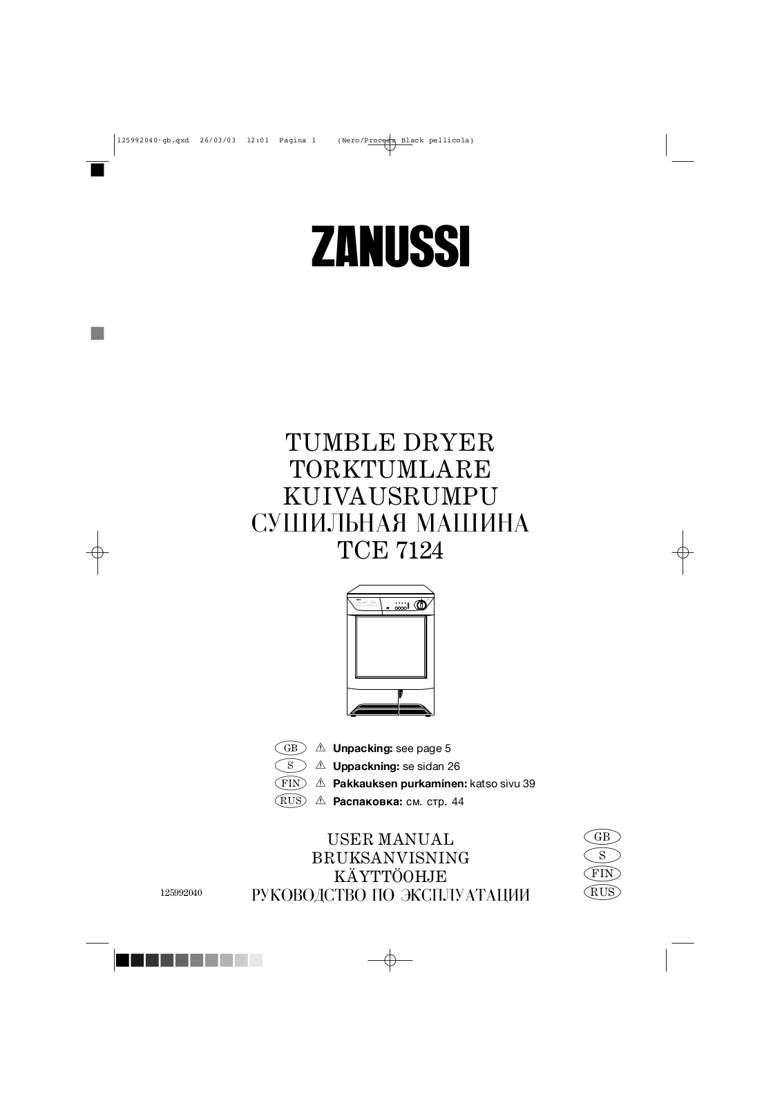 Zanussi TCE 7124 User Manual