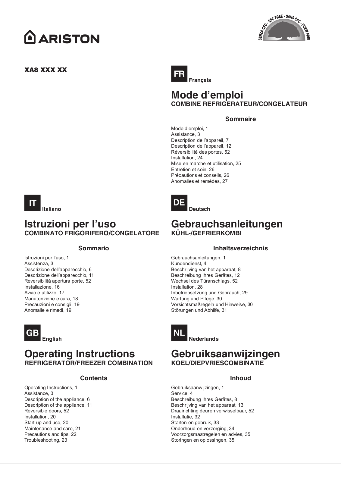 ARISTON XA8 T1I XH User Manual