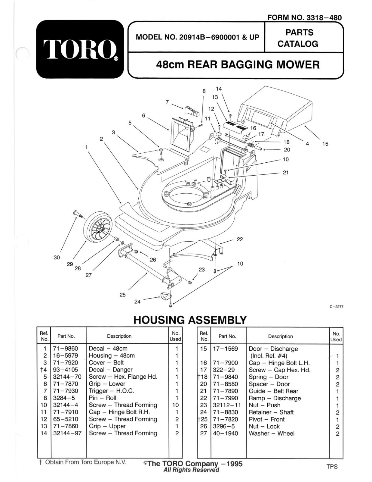 Toro 20914B Parts Catalogue