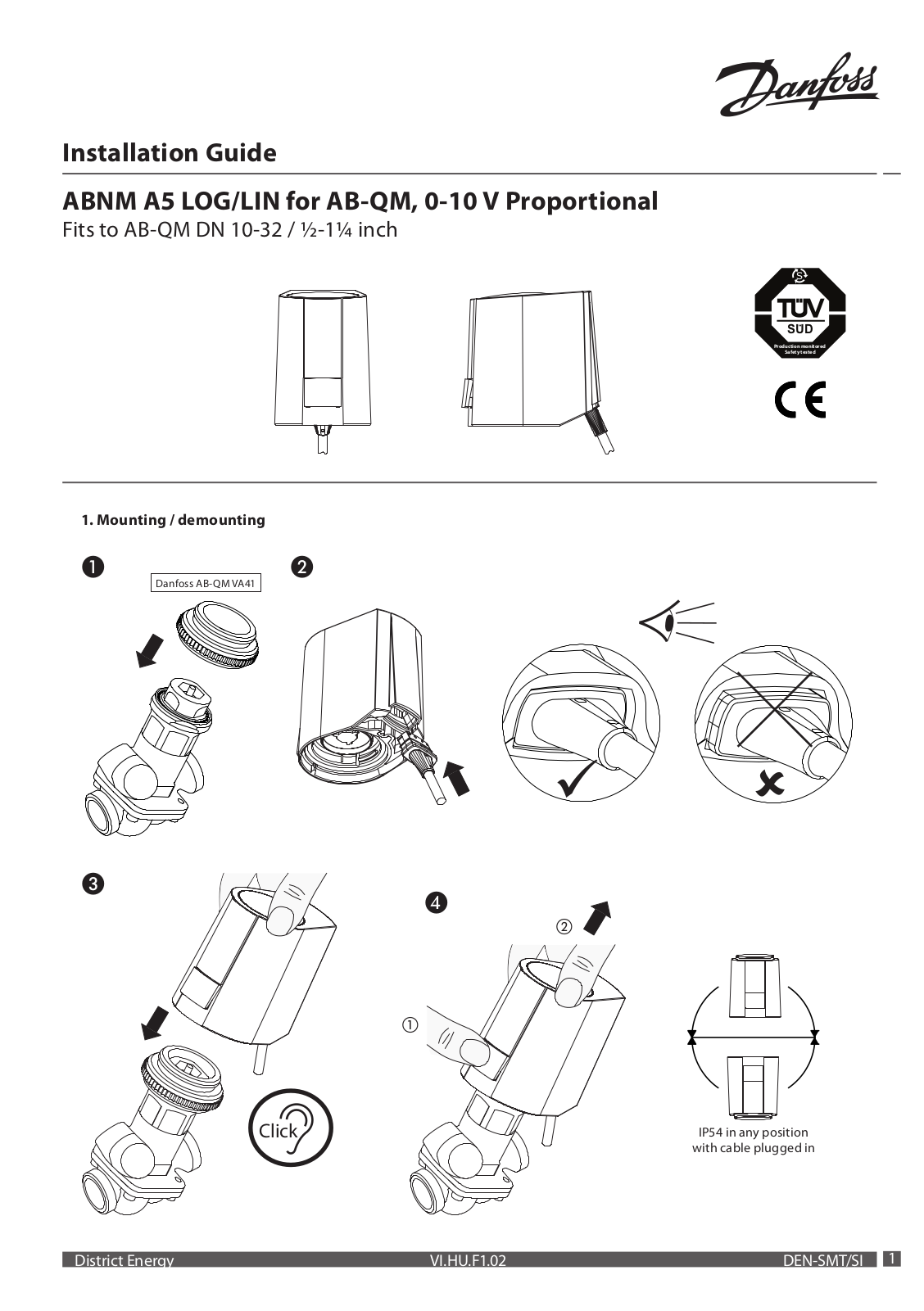 Danfoss ABNM A5 LOG, ABNM A5 LIN Installation guide