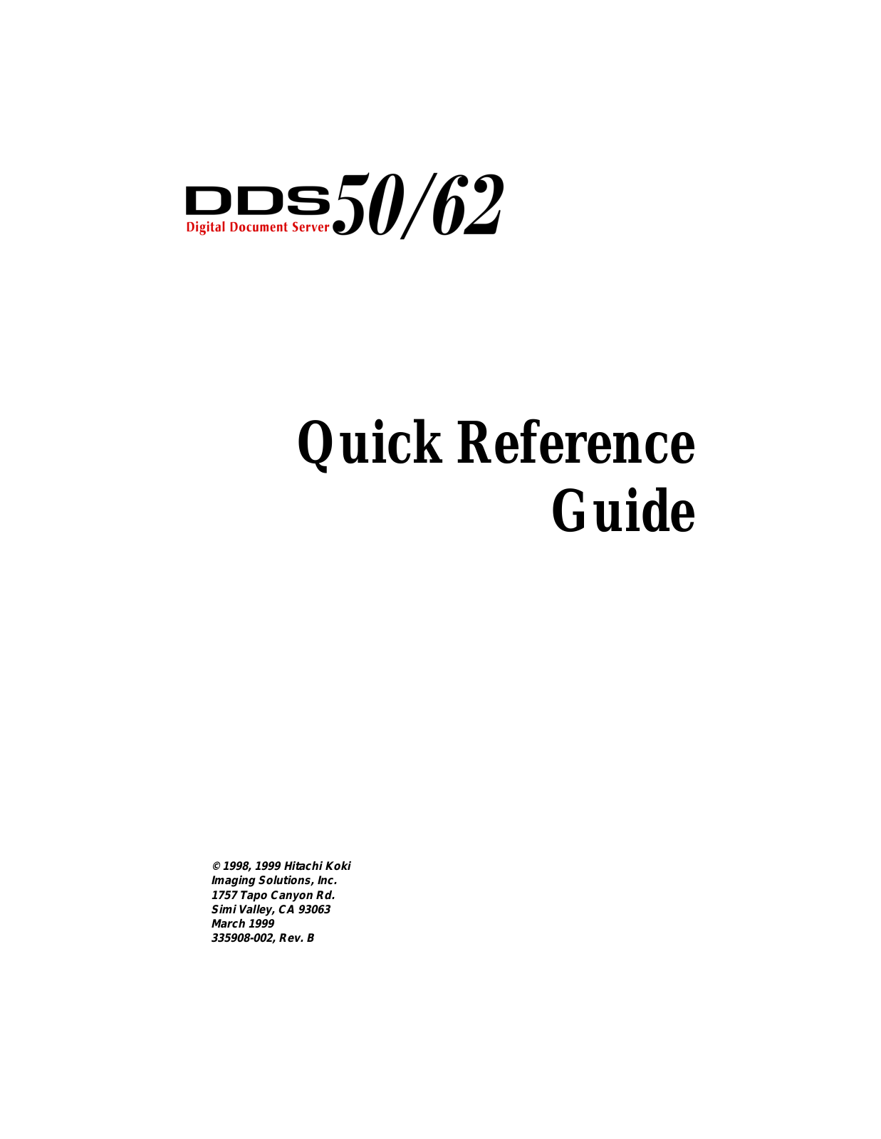 Hitachi DDS 62, DDS 50 User's Guide