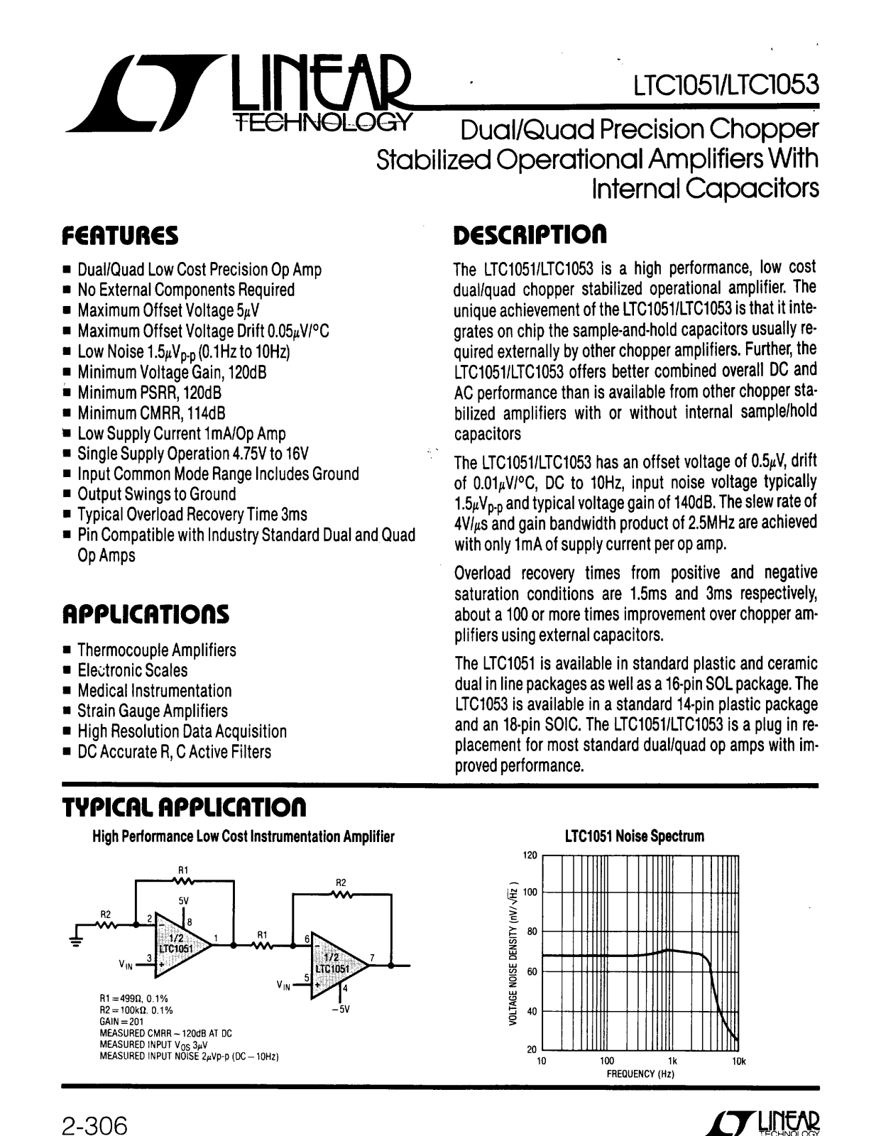 Linear Technology LTC1051MJ8, LTC1051CS, LTC1051AMJ8, LTC1051ACS, LTC1051ACN8 Datasheet