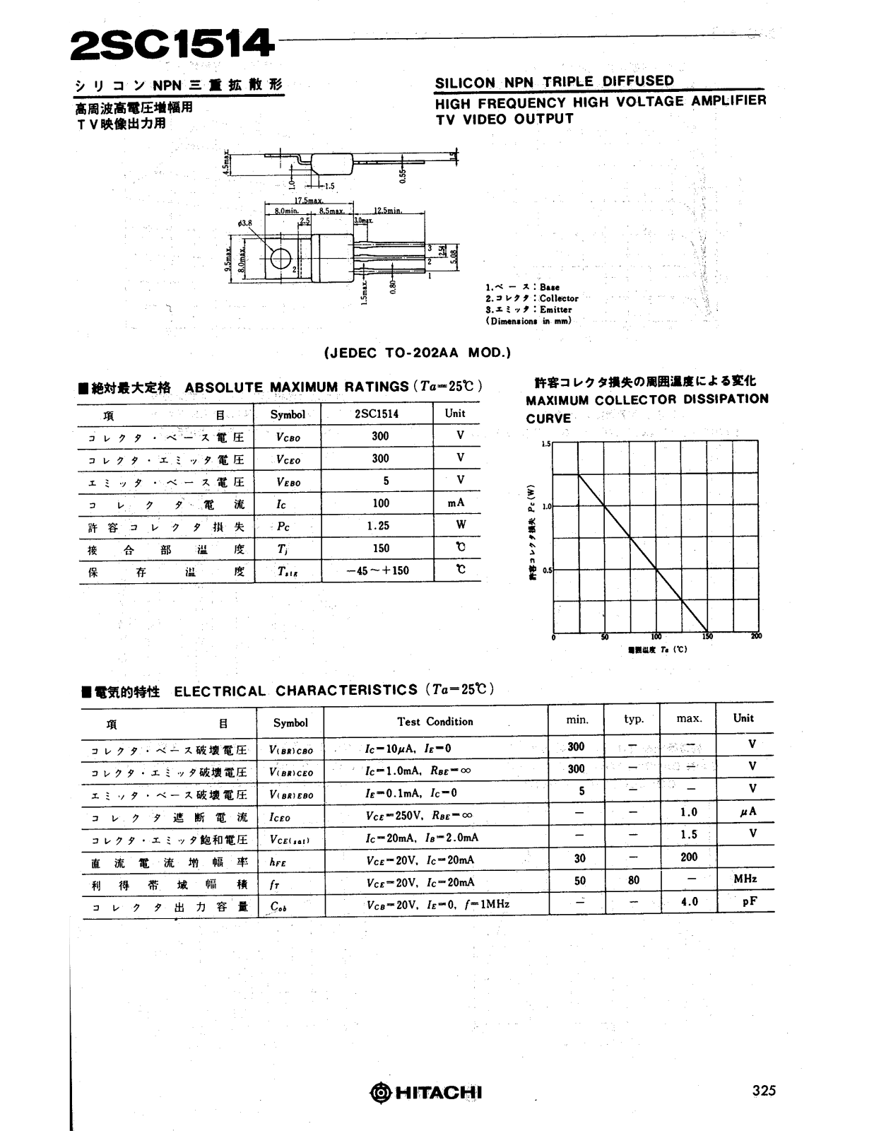 Datasheet 2SC1514 Specification - ManualMachine.com