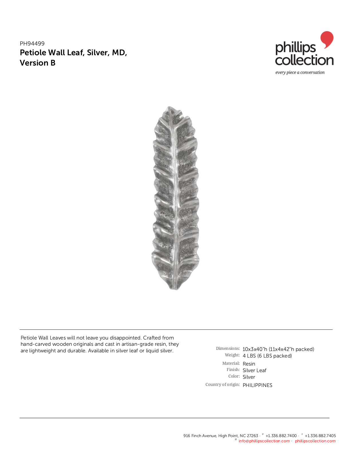 Phillips Collection TPC10498 Specifications - ManualMachine.com