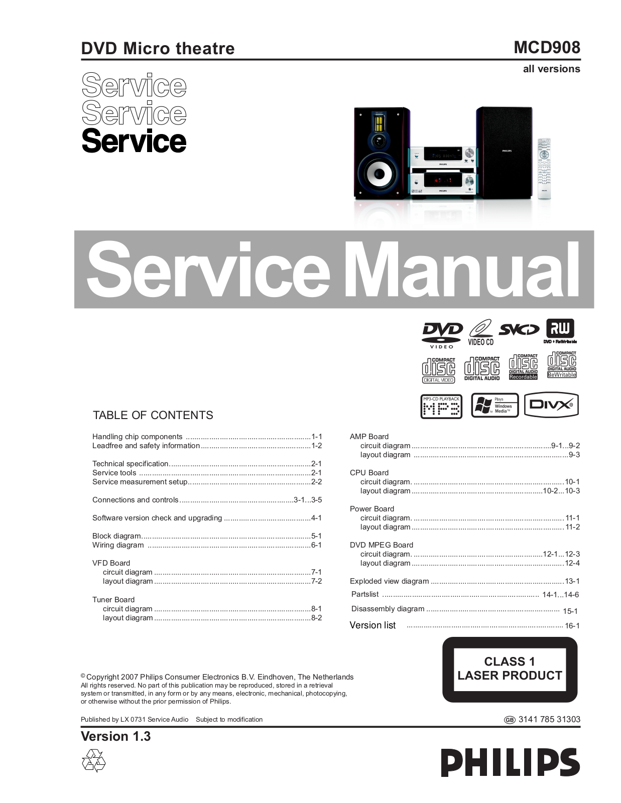 Philips MCD-908 Service manual