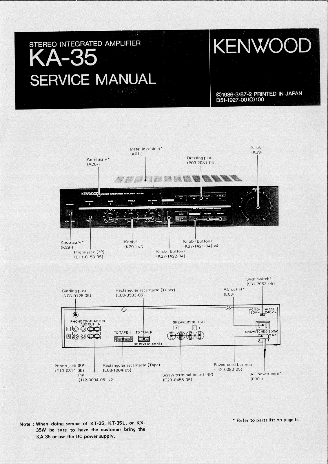 Kenwood KA-35 Service manual