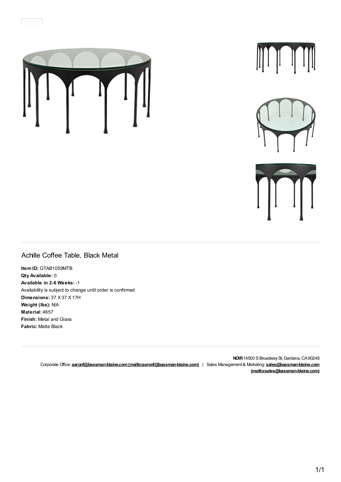Noir MBYR1606 Specification - ManualMachine.com