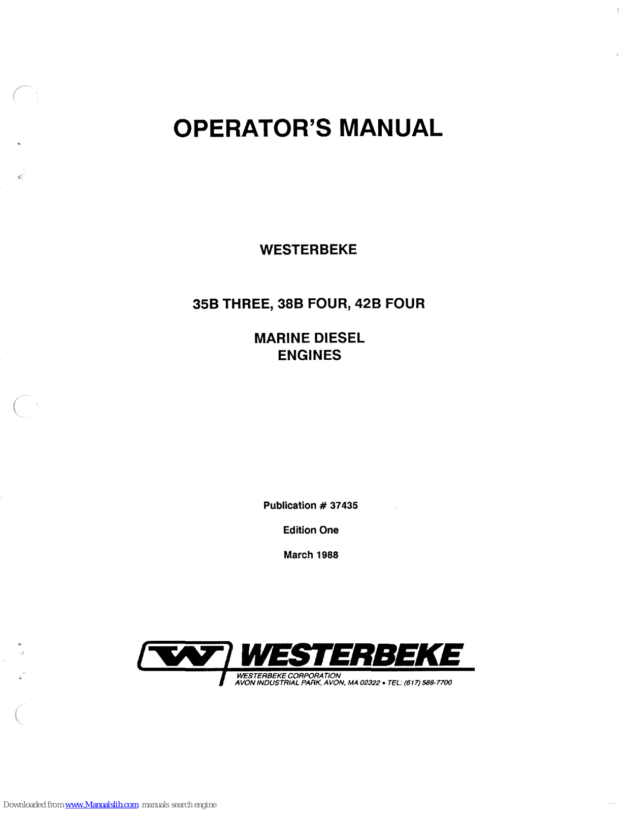 Westerbeke 35B THREE, 38B FOUR, 42B FOUR Operator's Manual - ManualMachine.com