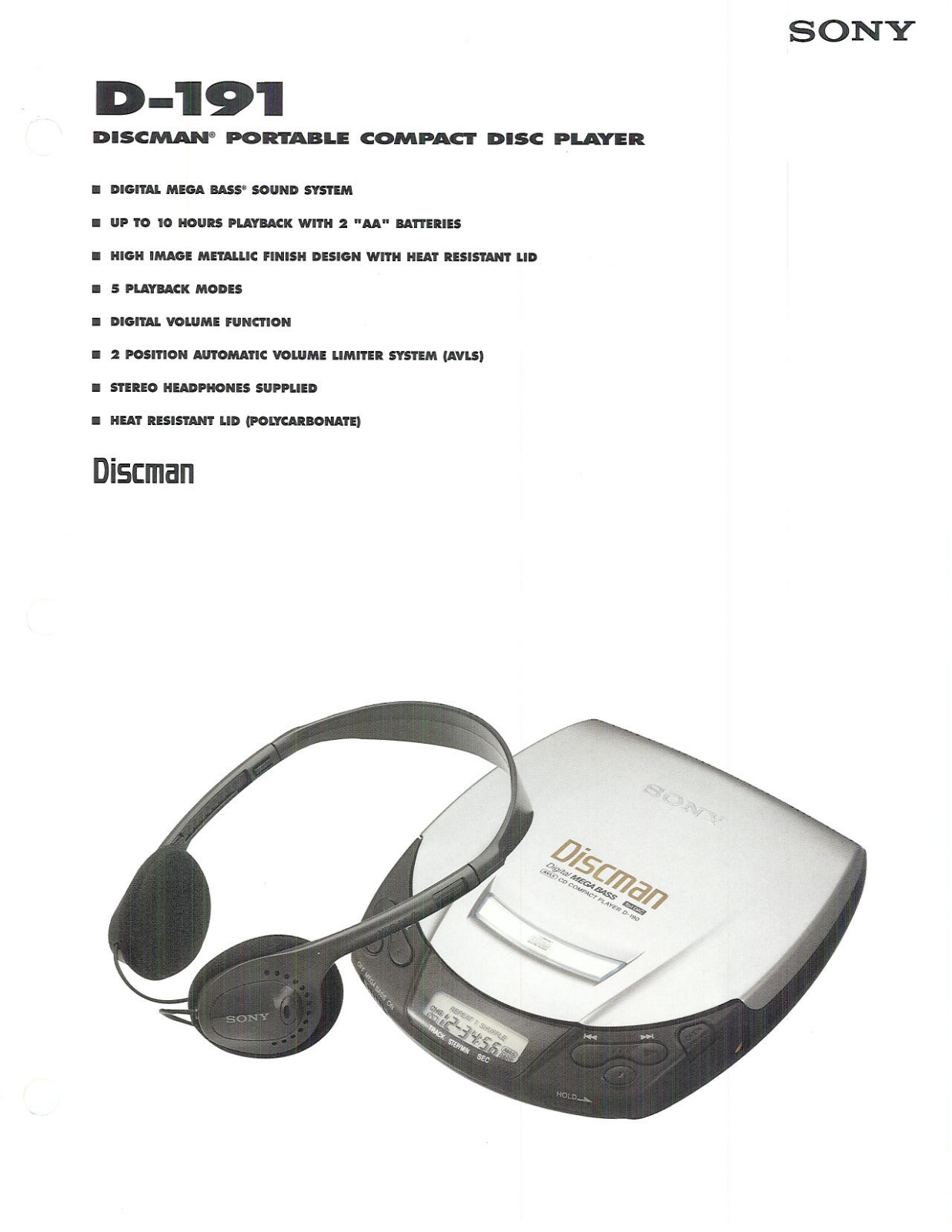 Sony D-191 BROCHURE