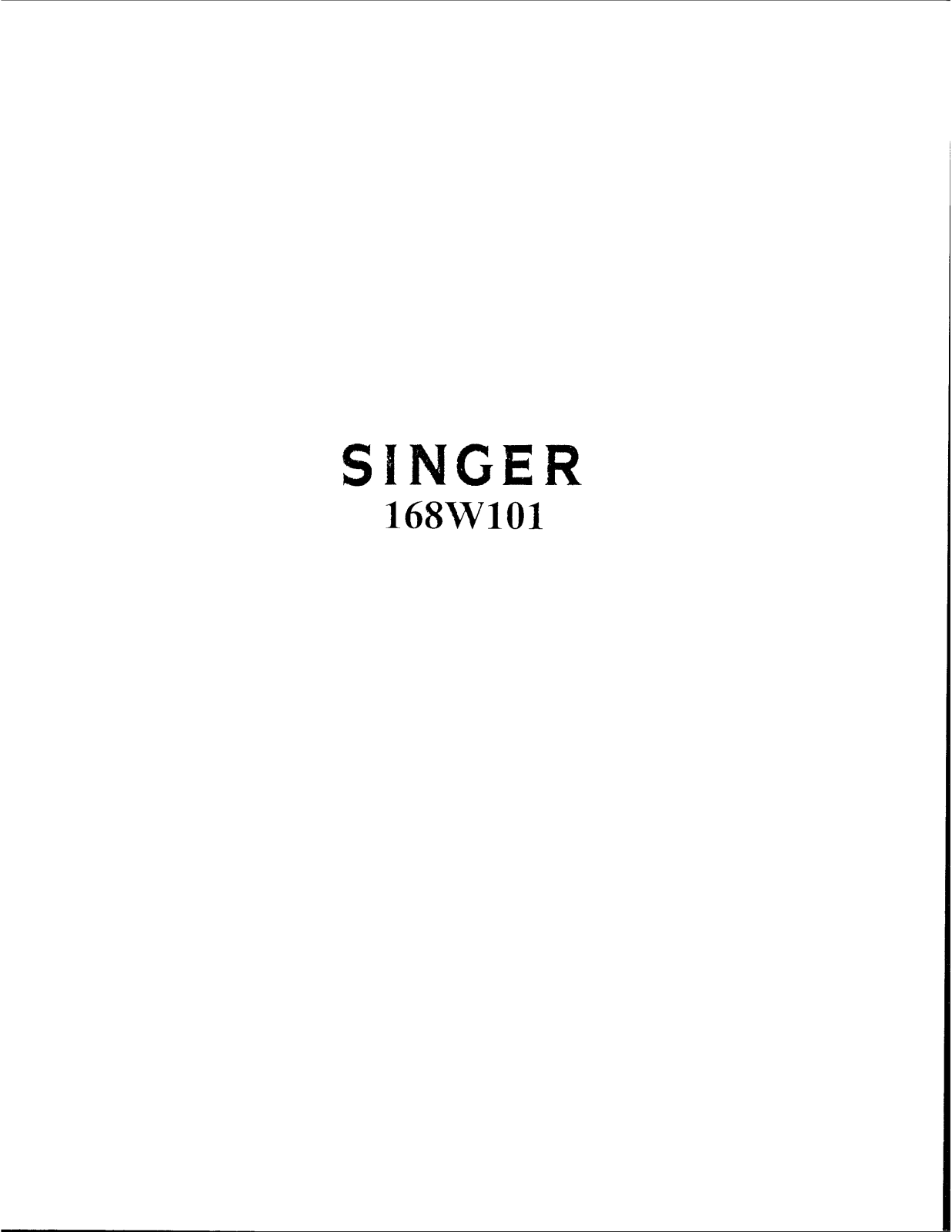 Singer 168W101 User Manual