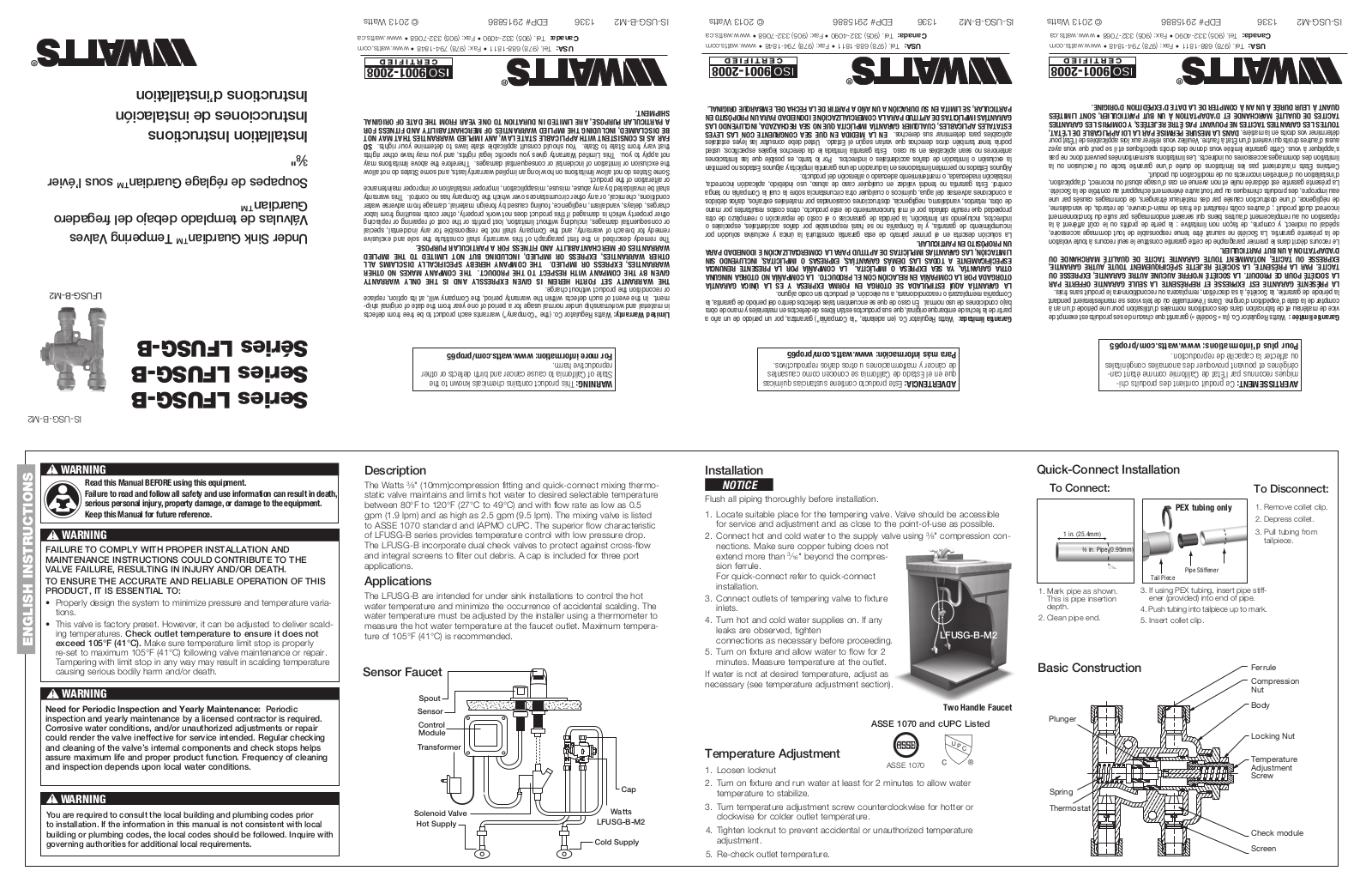 Watts LFUSG-B User Manual