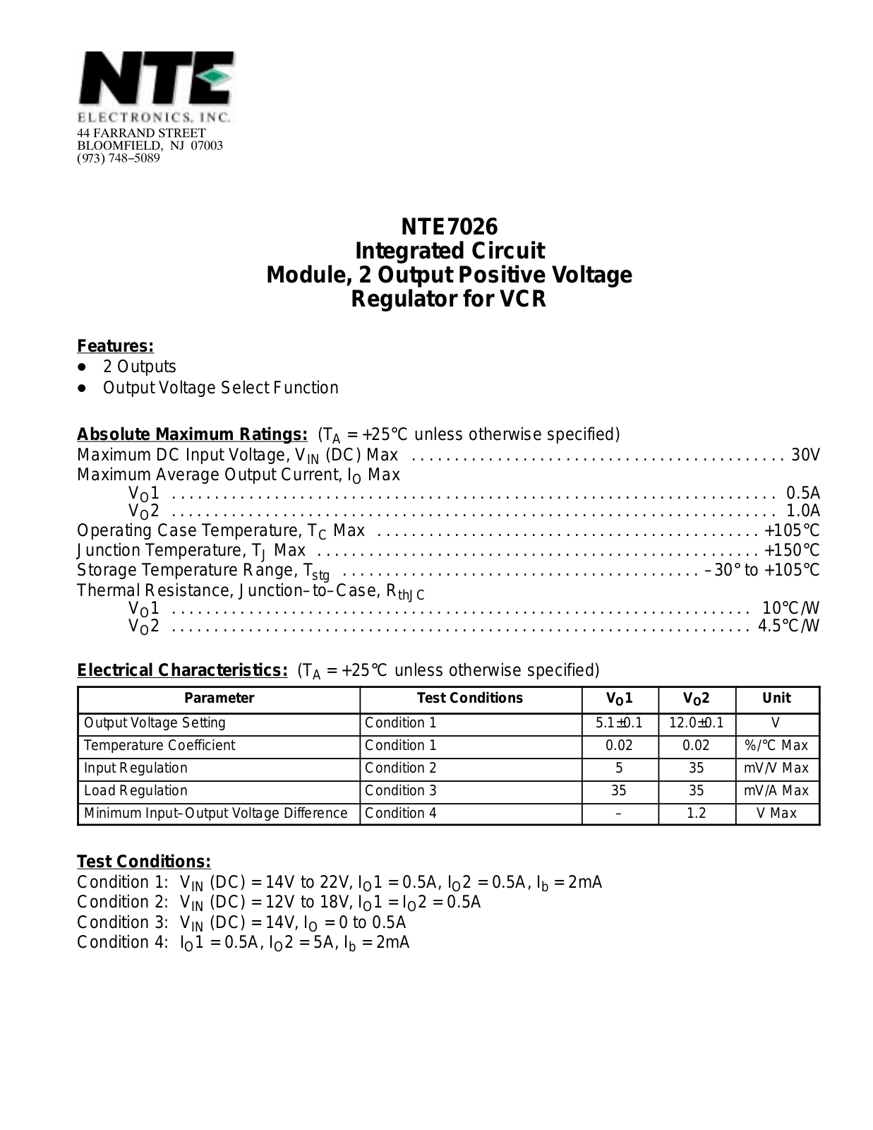 Datasheet NTE7026 Datasheet (NTE) - ManualMachine.com
