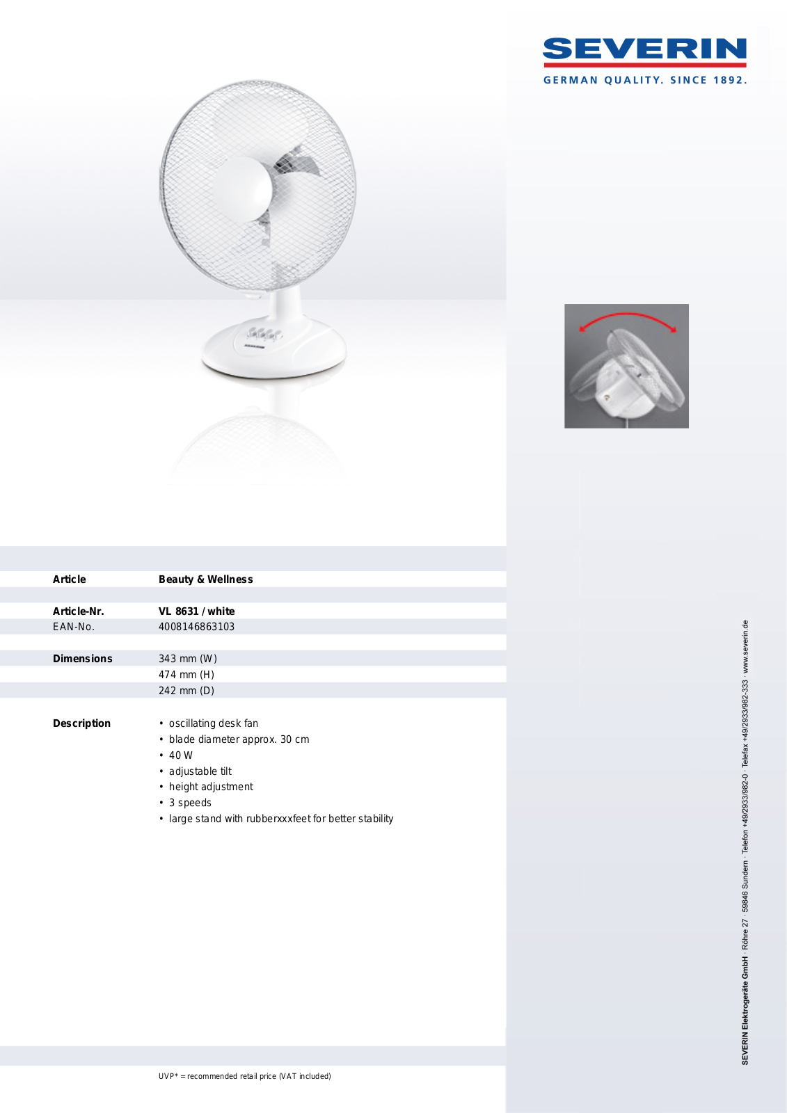 Severin VL 8631 User Manual