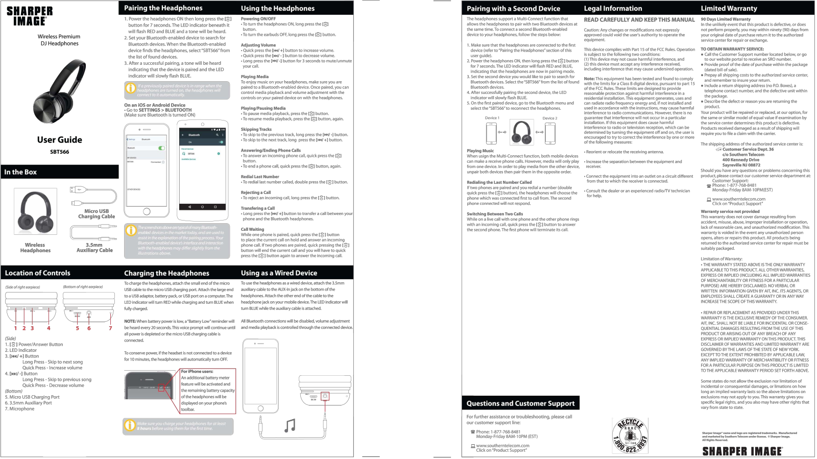 Sharper image SBT566 User Manual