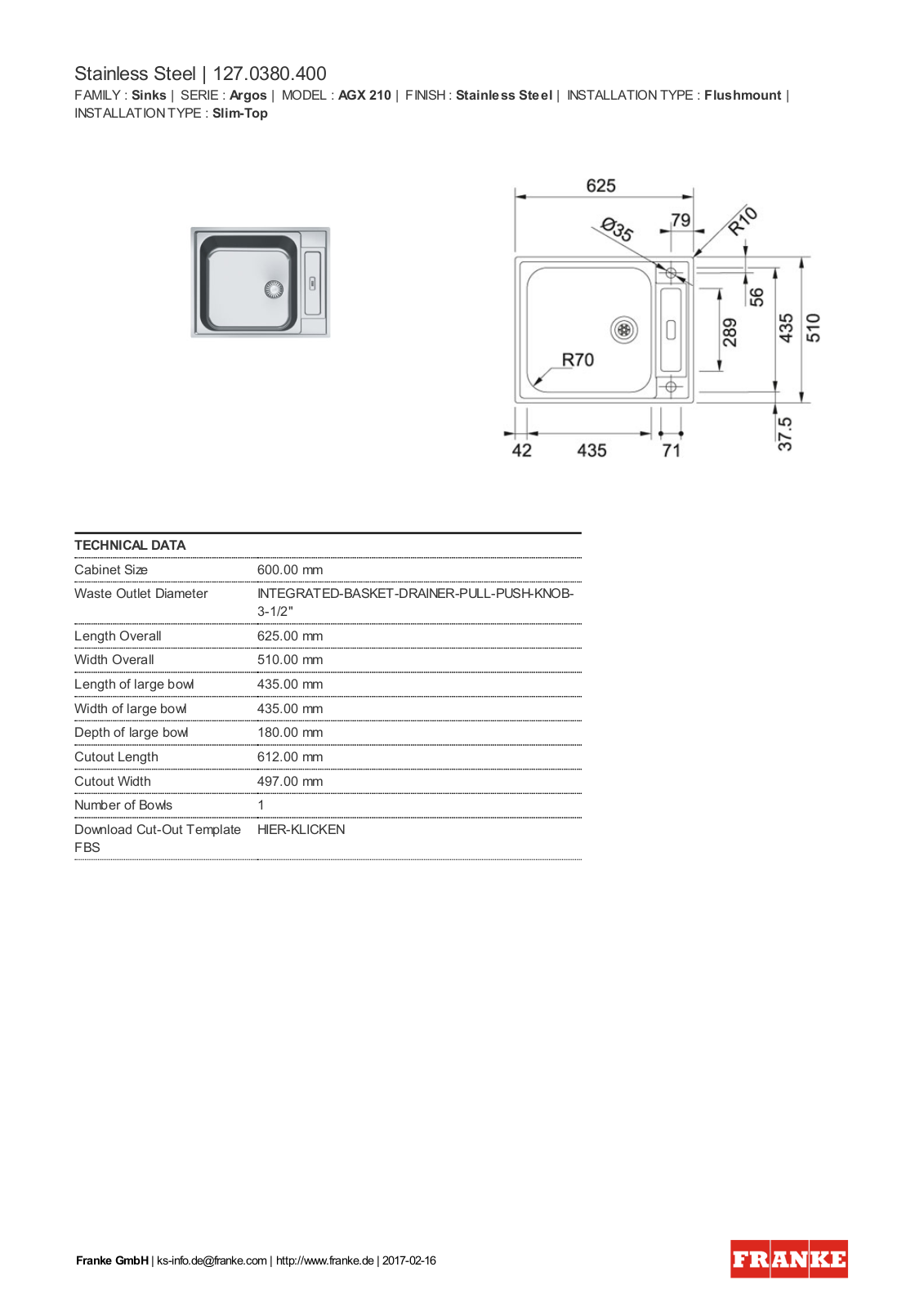 Franke 127.0380.400 Service Manual