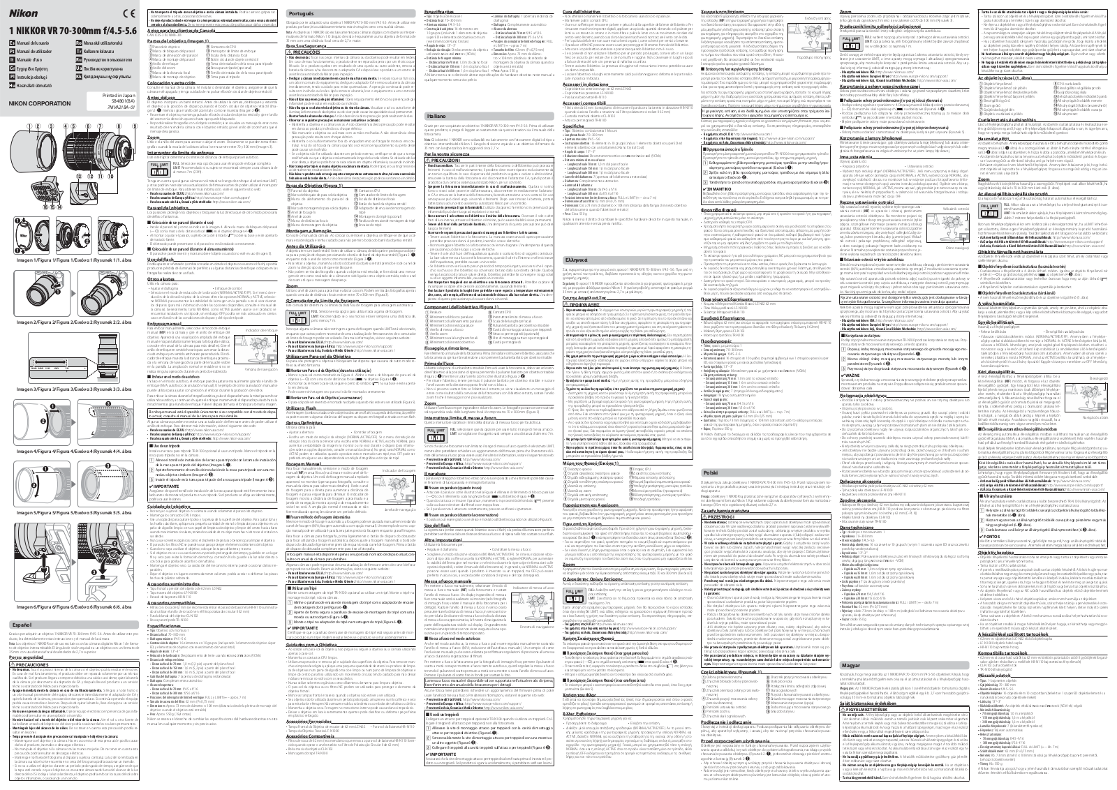 Nikon 1 NIKKOR VR 70-300mm f/4.5-5.6 User manual