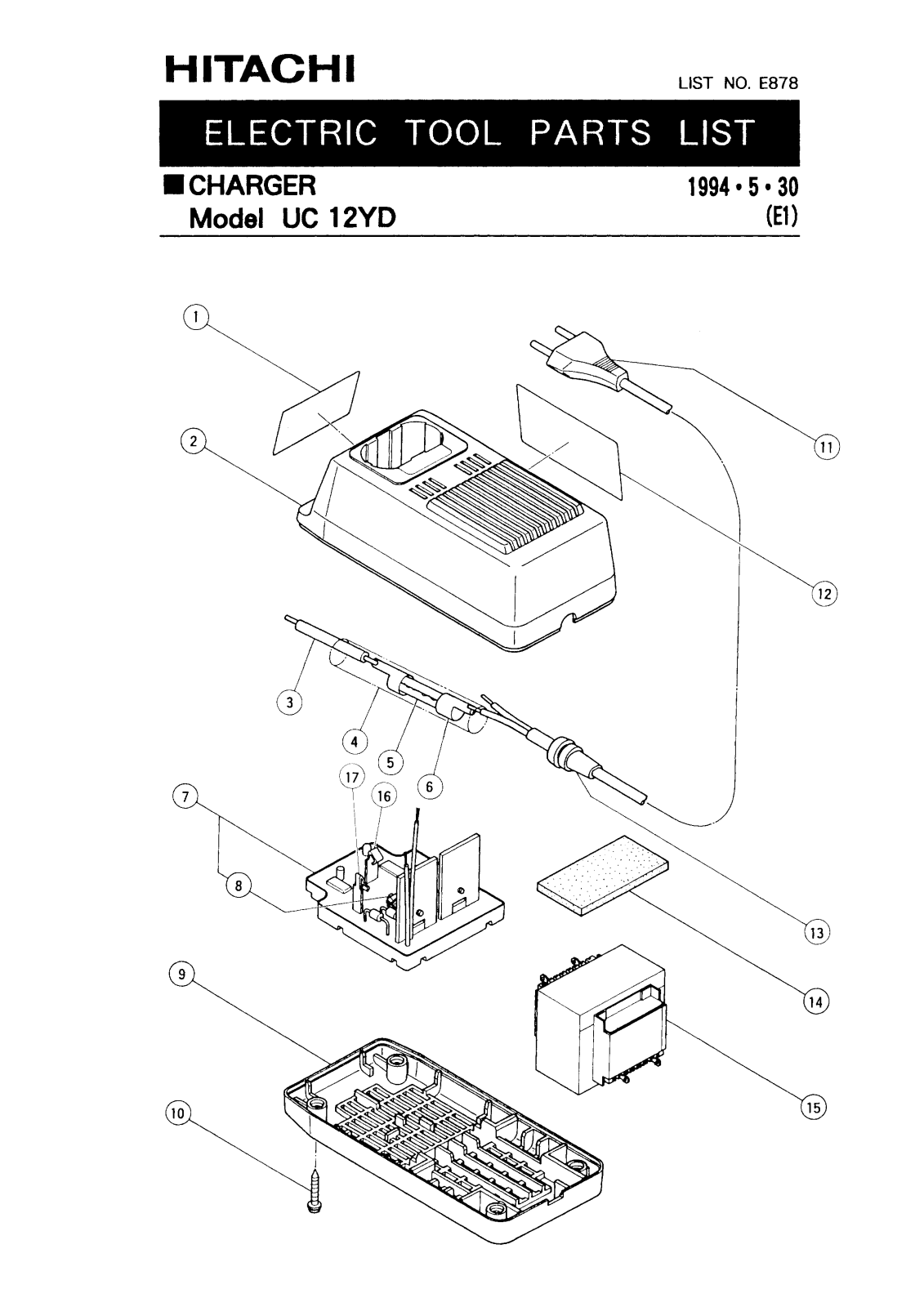 Hitachi UC12YD PARTS LIST