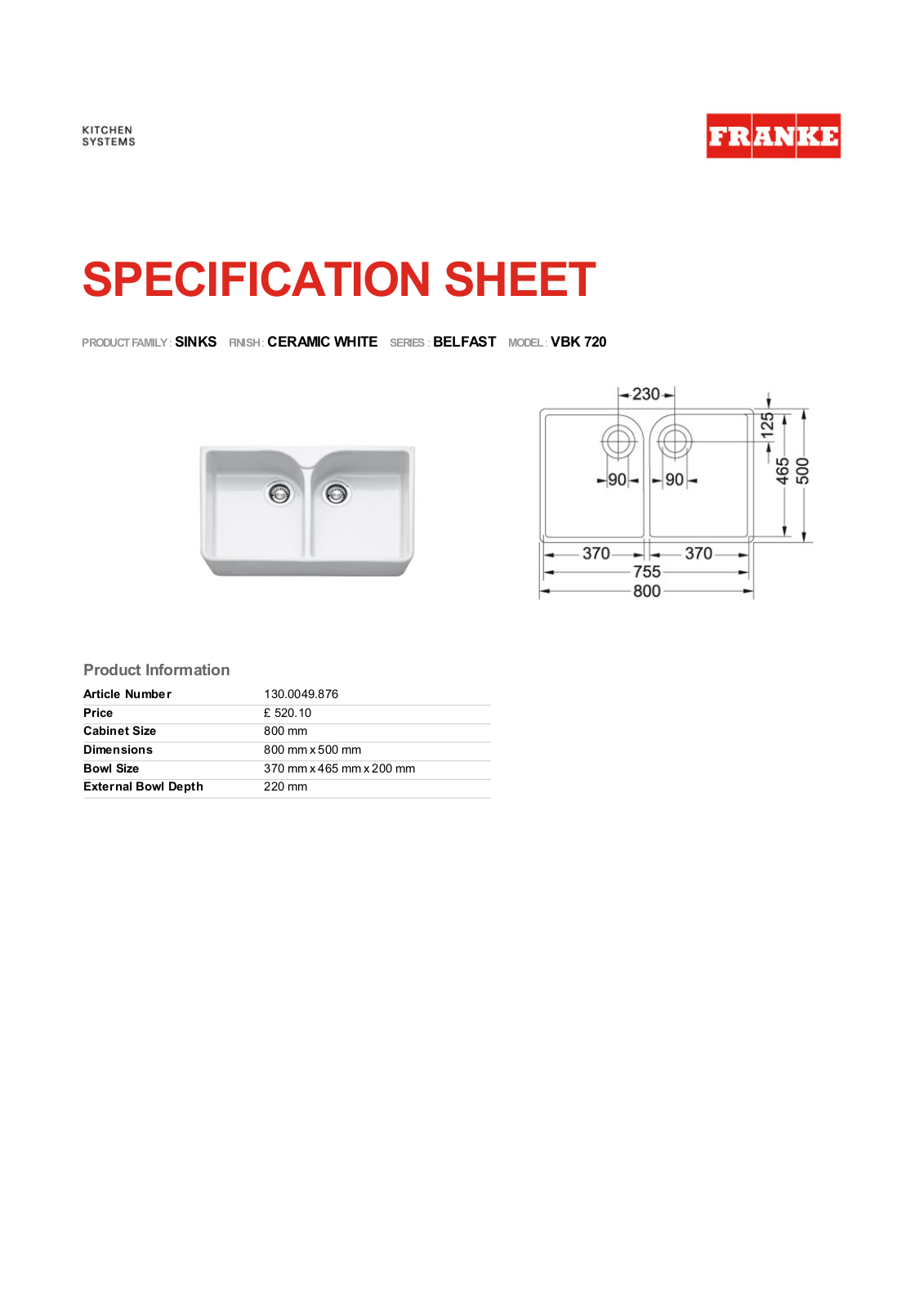 Franke Foodservice VBK 720 User Manual