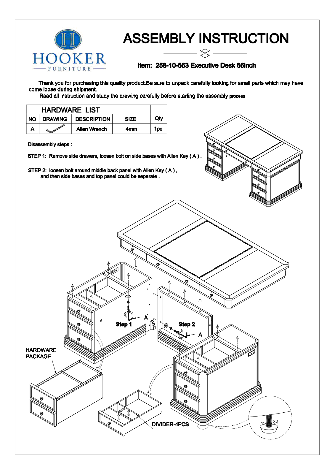 Hooker Furniture 25810563 Assembly Guide - ManualMachine.com