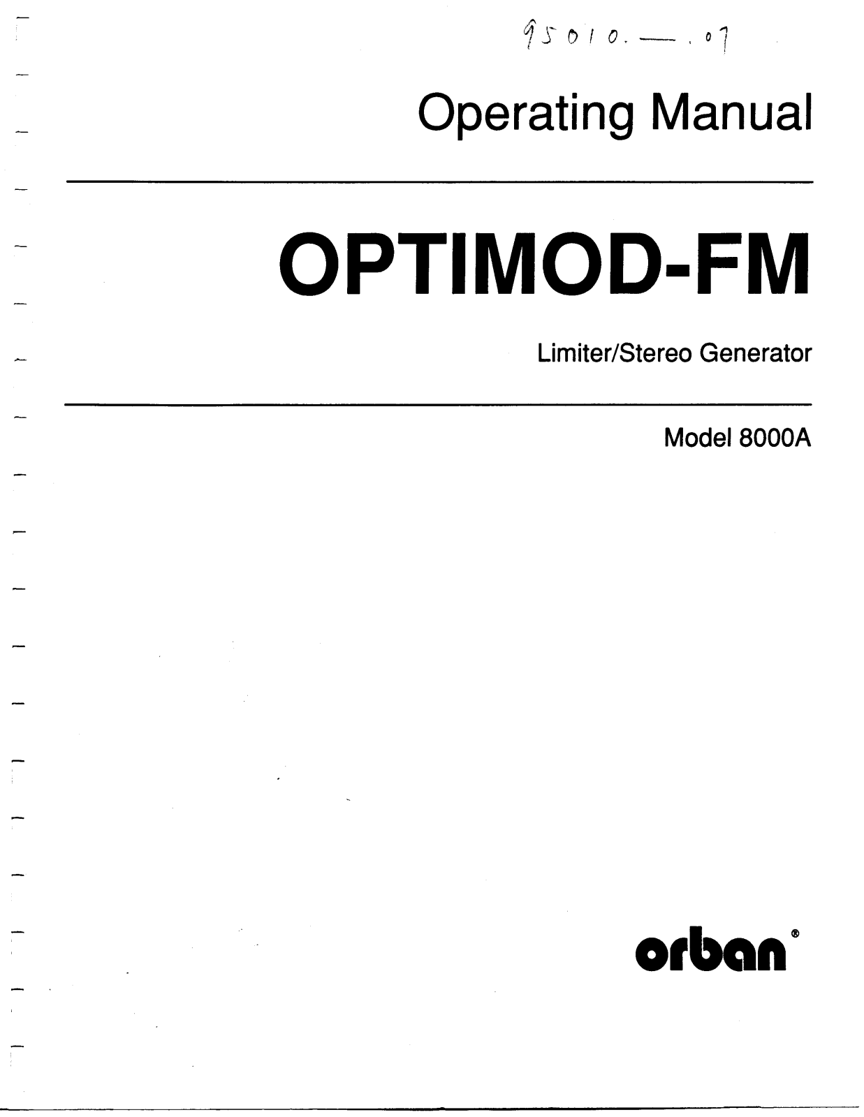 Orban FM 8000A Service manual