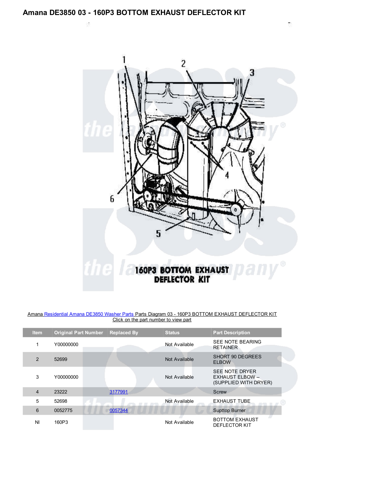 Amana DE3850 Parts Diagram