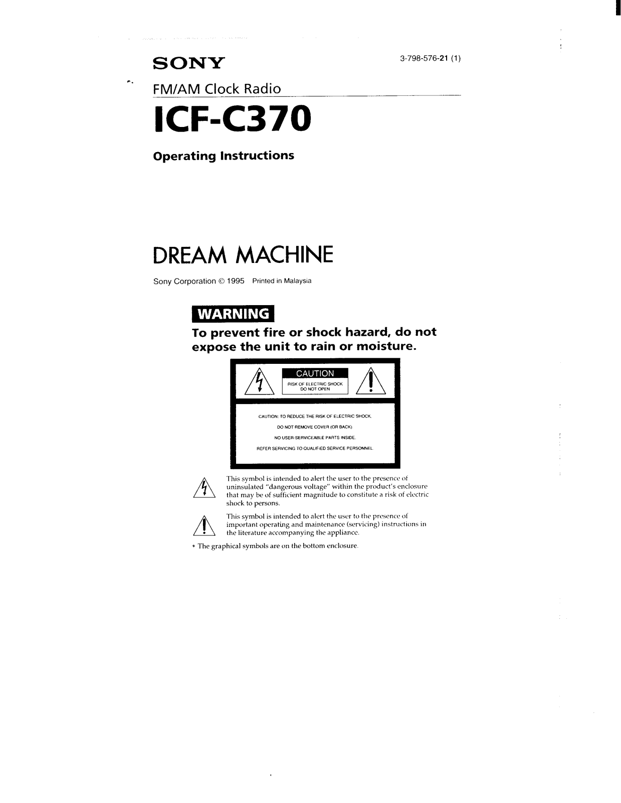 Sony ICF-C370 Operating Instructions